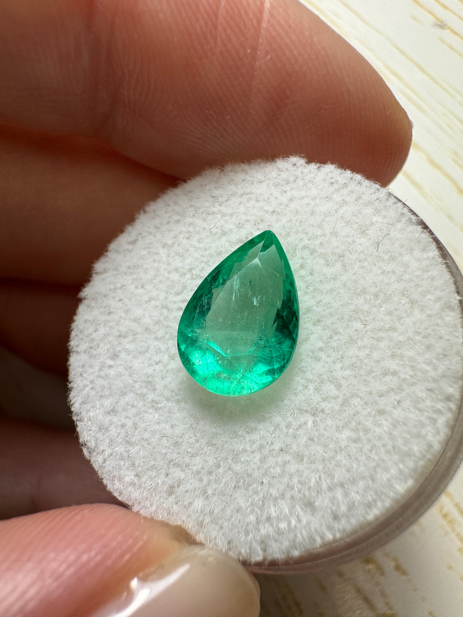 2.68 carat 11x8 Spring Natural Loose Colombian Emerald-Pear Cut