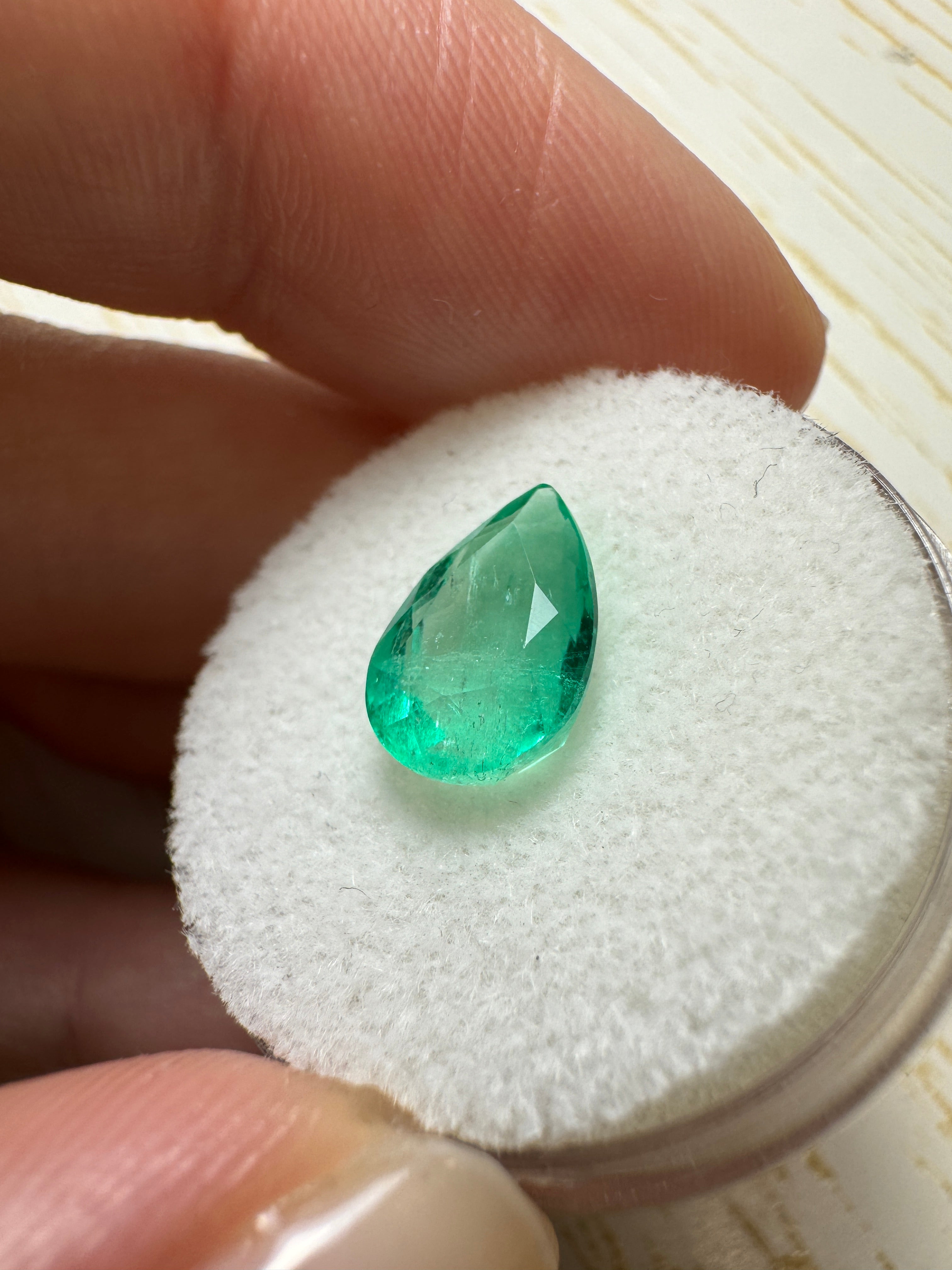 2.68 carat 11x8 Spring Natural Loose Colombian Emerald-Pear Cut - JR Colombian Emeralds