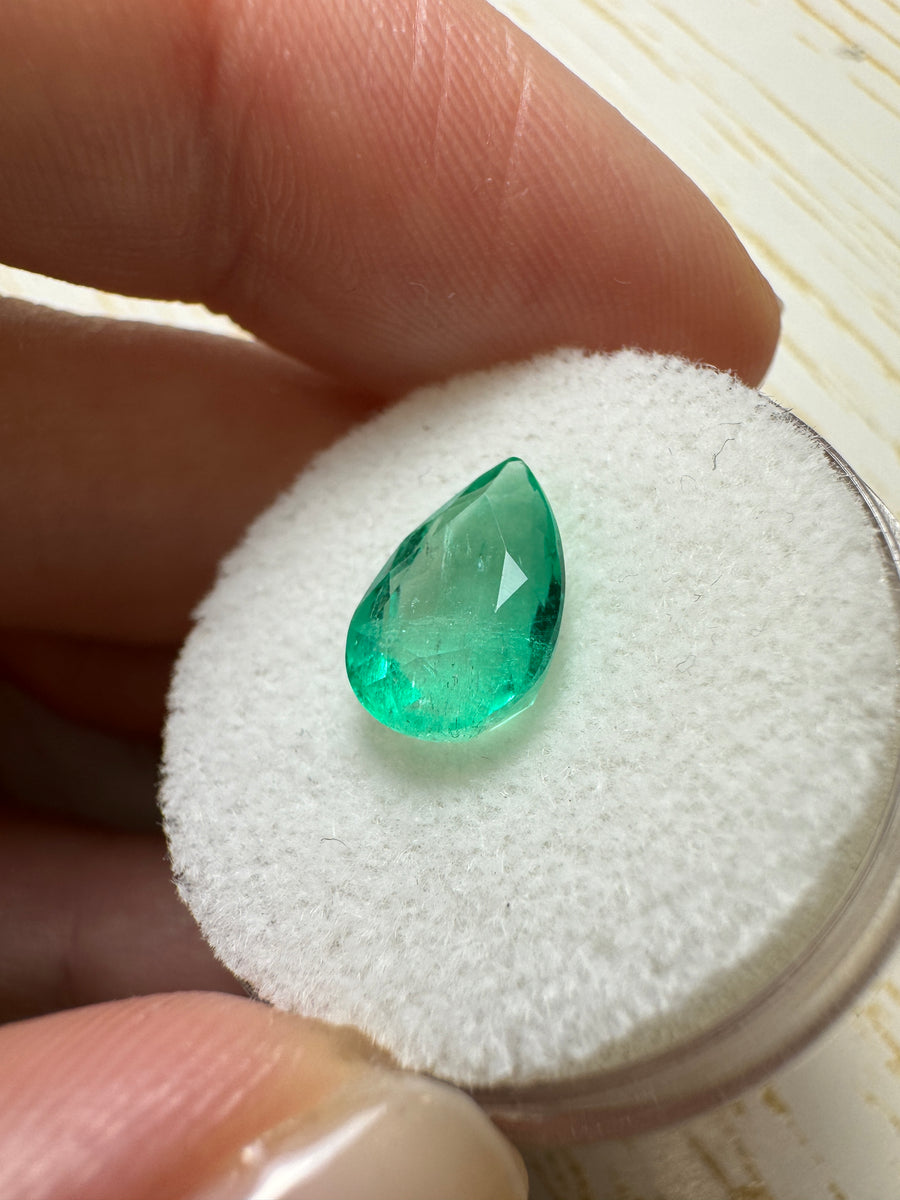 2.68 carat 11x8 Spring Natural Loose Colombian Emerald-Pear Cut