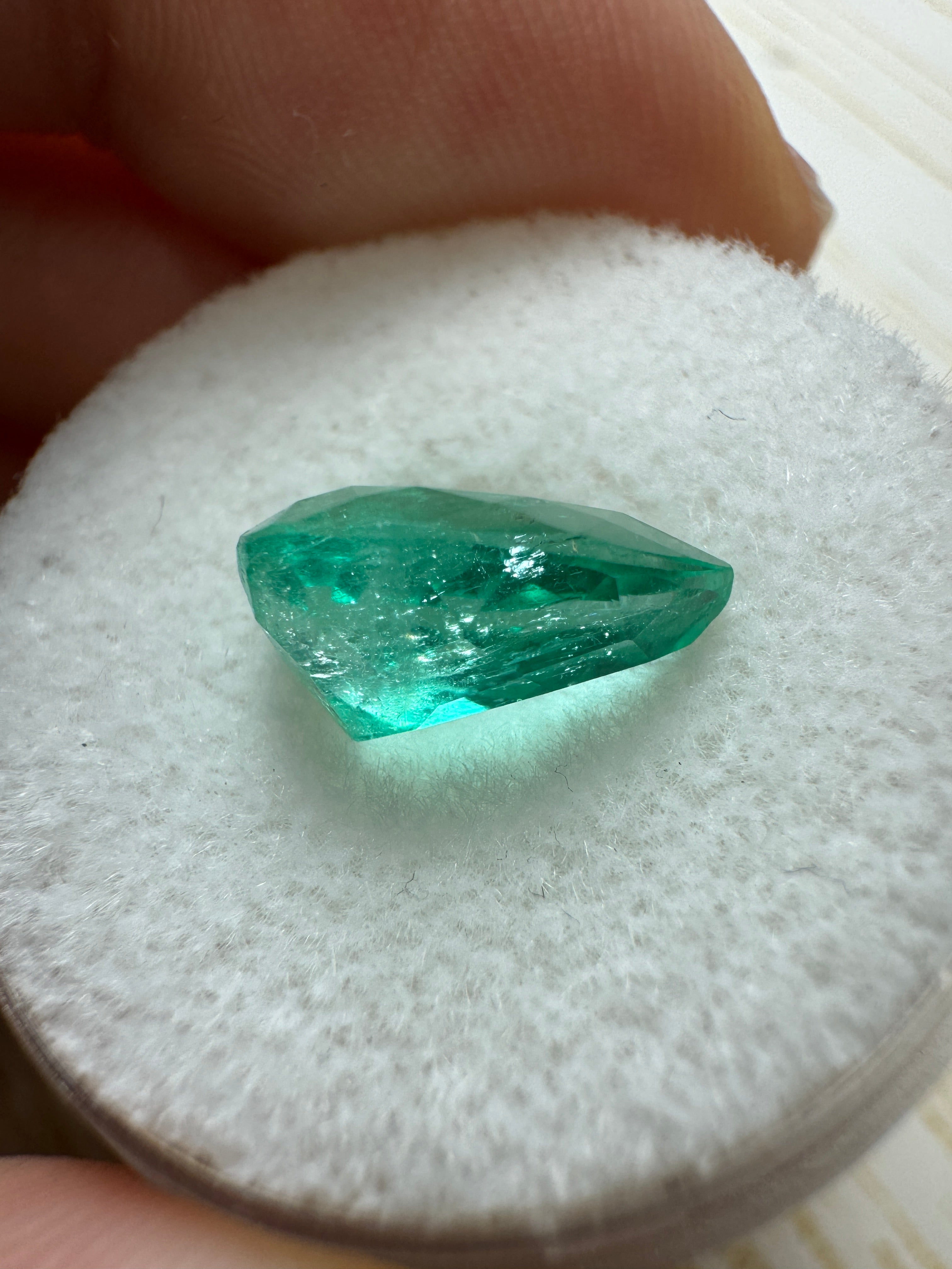 2.68 carat 11x8 Spring Natural Loose Colombian Emerald-Pear Cut - JR Colombian Emeralds