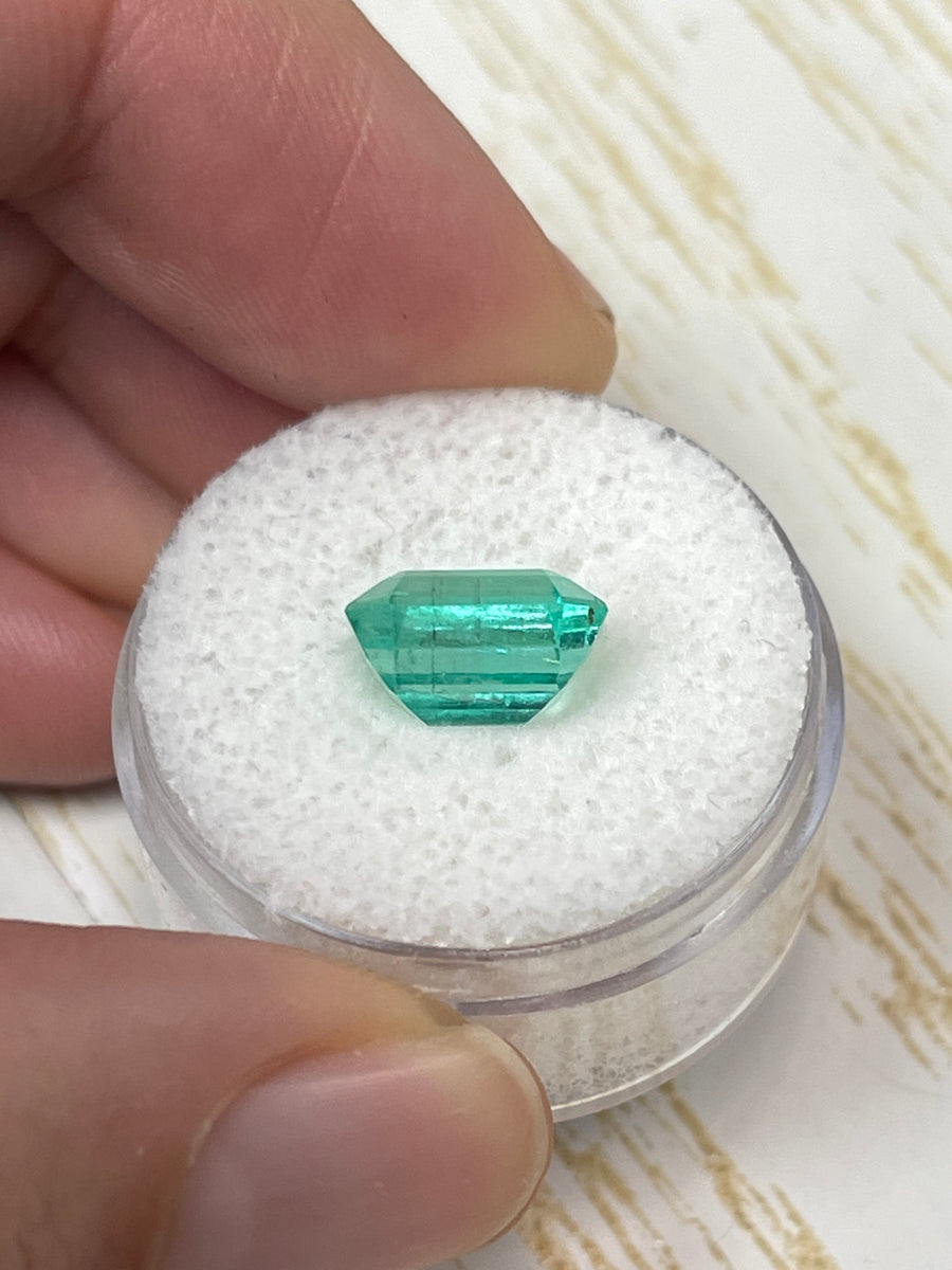 3.76 Carat 10.3x8.3 Transparent Green Natural Loose Colombian Emerald-Emerald Cut