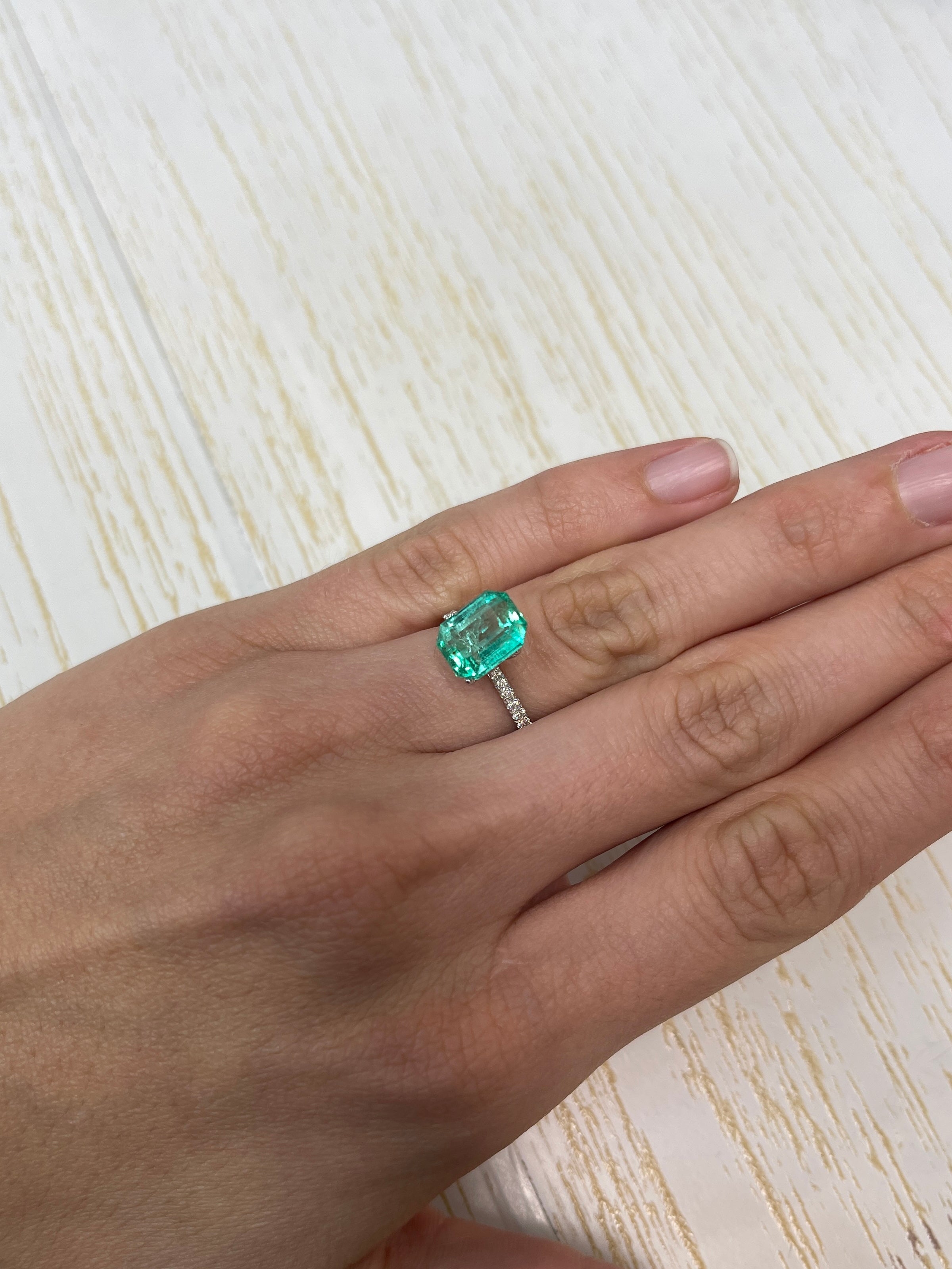 3.76 Carat 10.3x8.3 Transparent Green Natural Loose Colombian Emerald-Emerald Cut - JR Colombian Emeralds