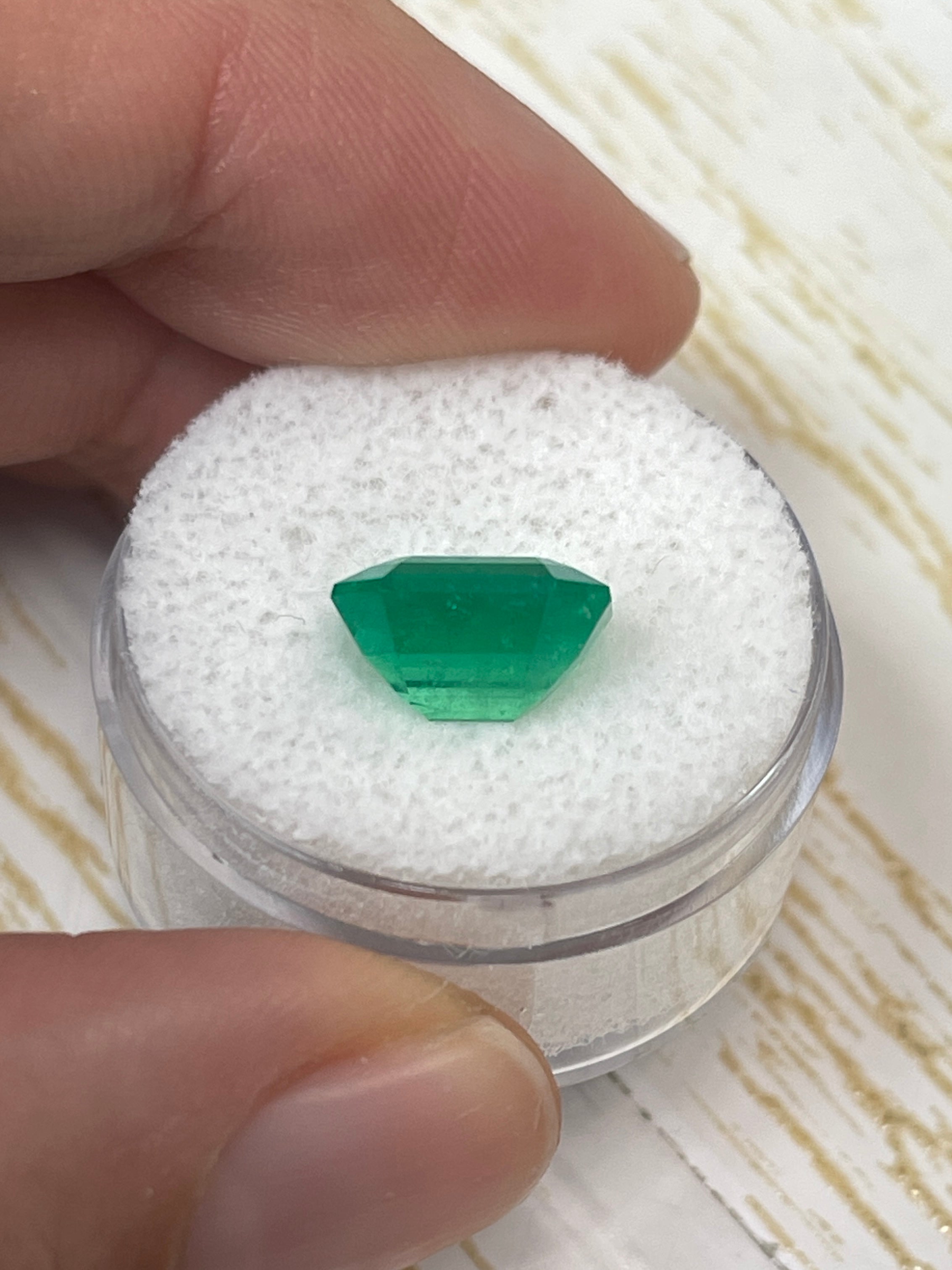 4.12 Carat 10.5x9.7 Vivid Yellowish Loose Colombian Emerald-Emerald Cut - JR Colombian Emeralds