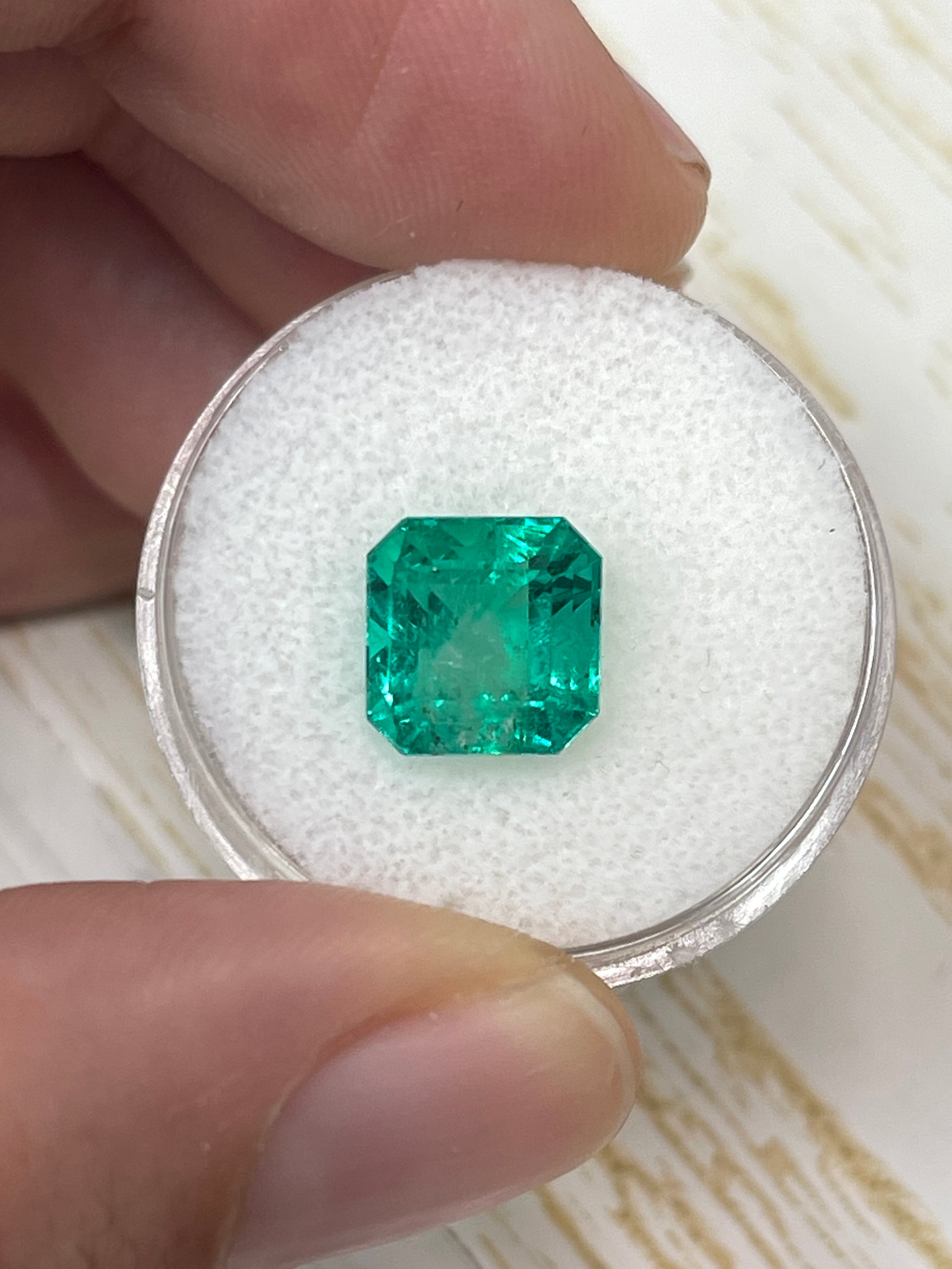 4.22 Carat 9x9 Vivid Muzo Natural Loose Colombian Emerald-Asscher Cut - JR Colombian Emeralds