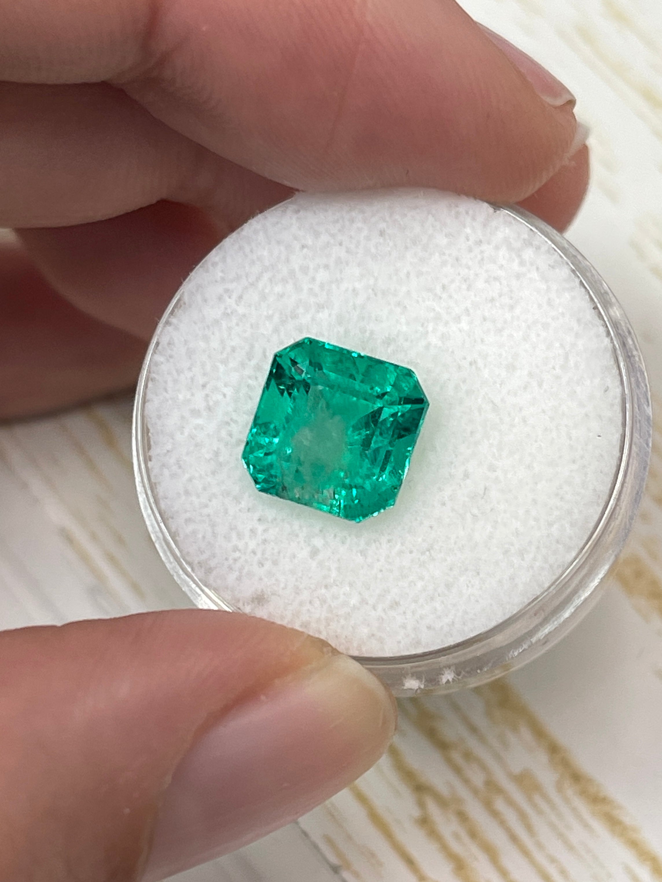 4.22 Carat 9x9 Vivid Muzo Natural Loose Colombian Emerald-Asscher Cut - JR Colombian Emeralds