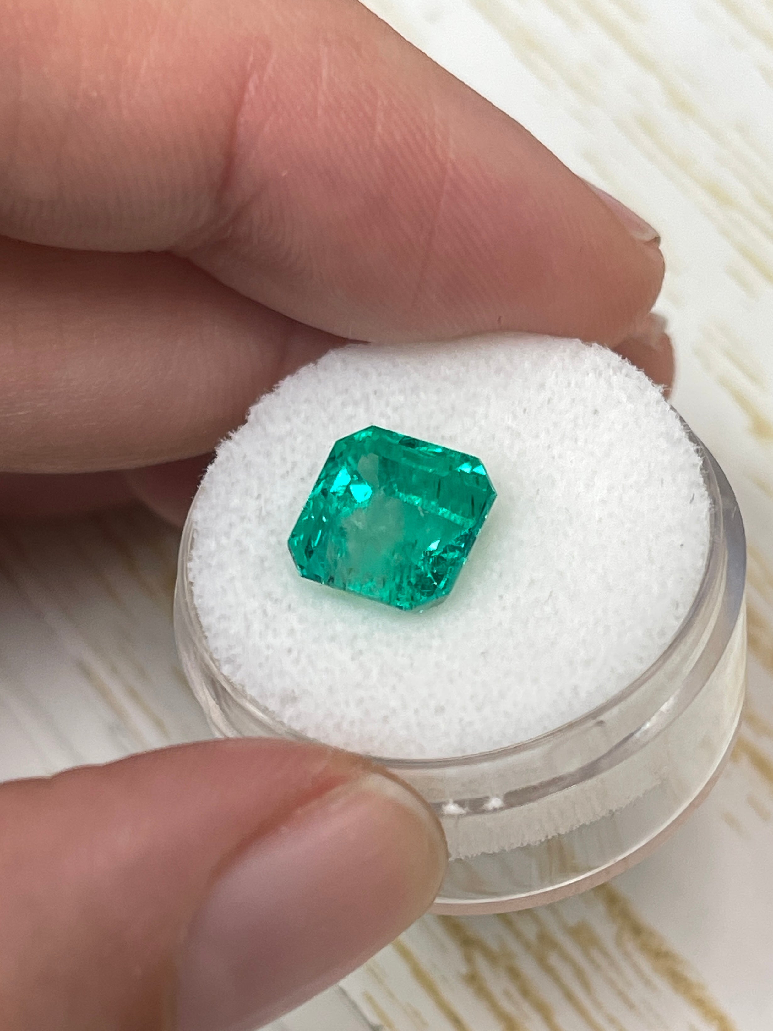 4.22 Carat 9x9 Vivid Muzo Natural Loose Colombian Emerald-Asscher Cut - JR Colombian Emeralds