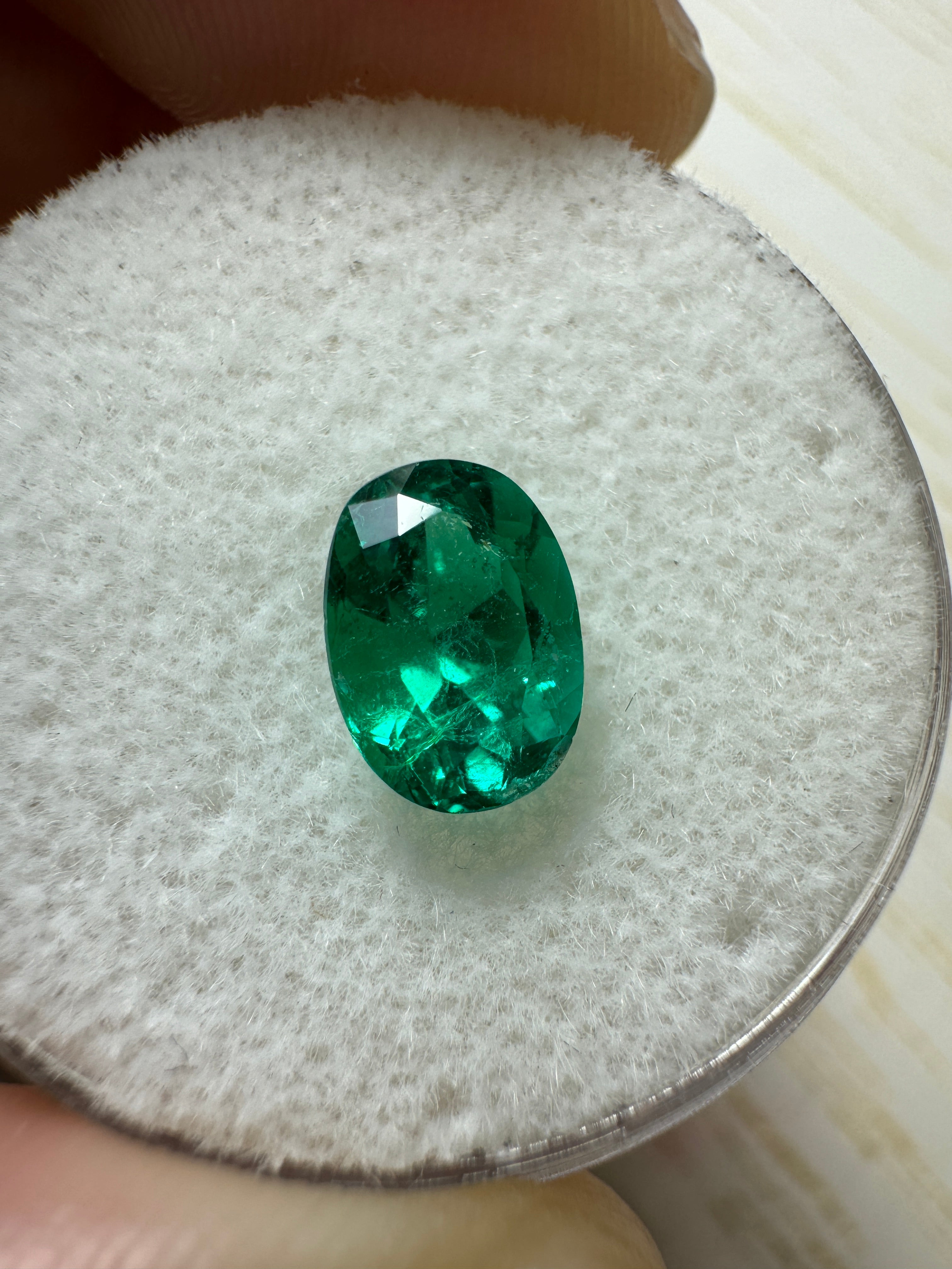 Special listing for Barbara - 18K custom Besel E to W ring 1.23 Carat AAA+ Vivid Bluish Green Natural Loose Colombian Emerald-Oval Cut - JR Colombian Emeralds