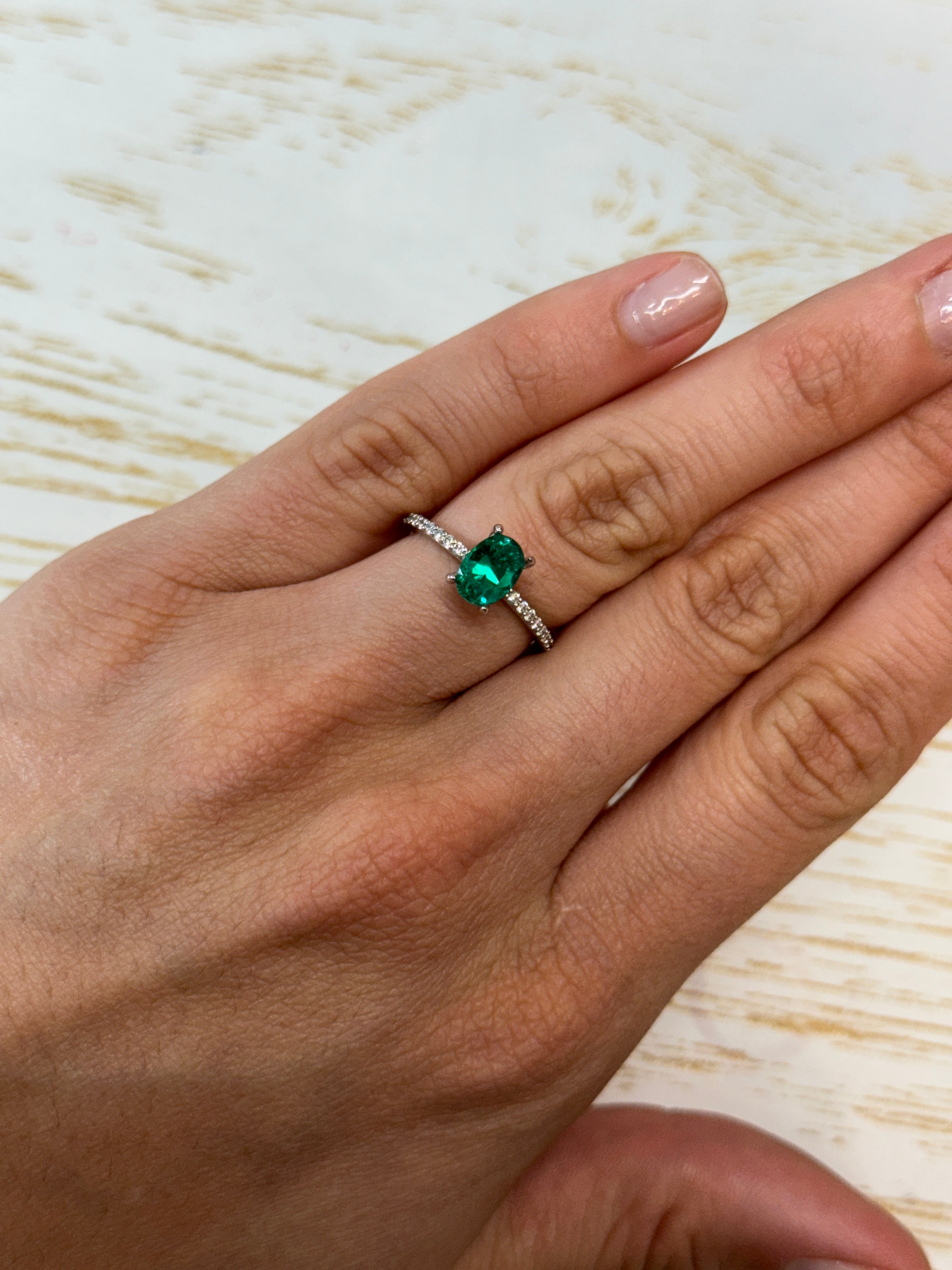 Special listing for Barbara - 18K custom Besel E to W ring 1.23 Carat AAA+ Vivid Bluish Green Natural Loose Colombian Emerald-Oval Cut - JR Colombian Emeralds