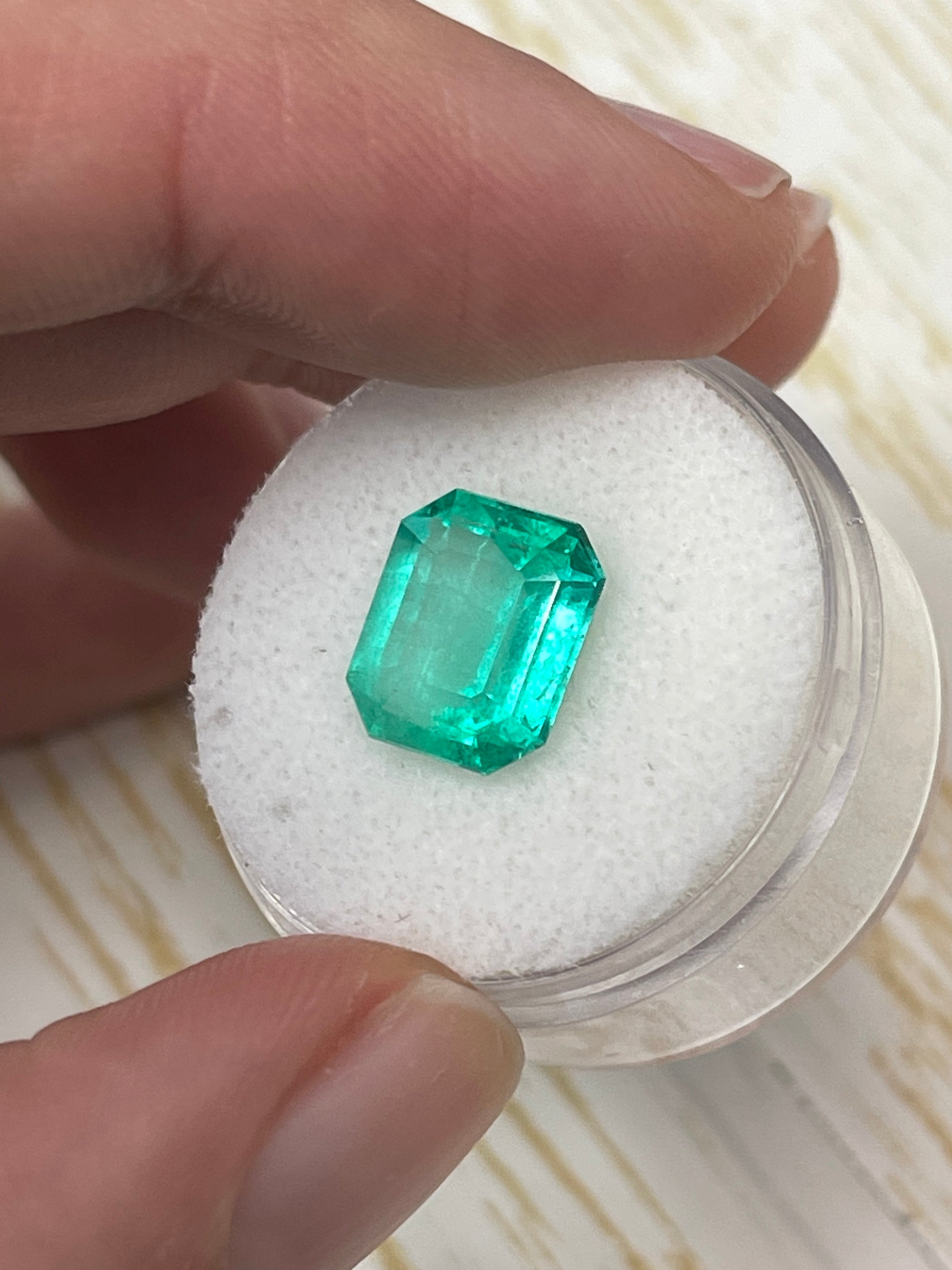 4.24 Carat 10.6x9 Bluish Green Natural Loose Colombian Emerald-Classic Emerald Cut - JR Colombian Emeralds