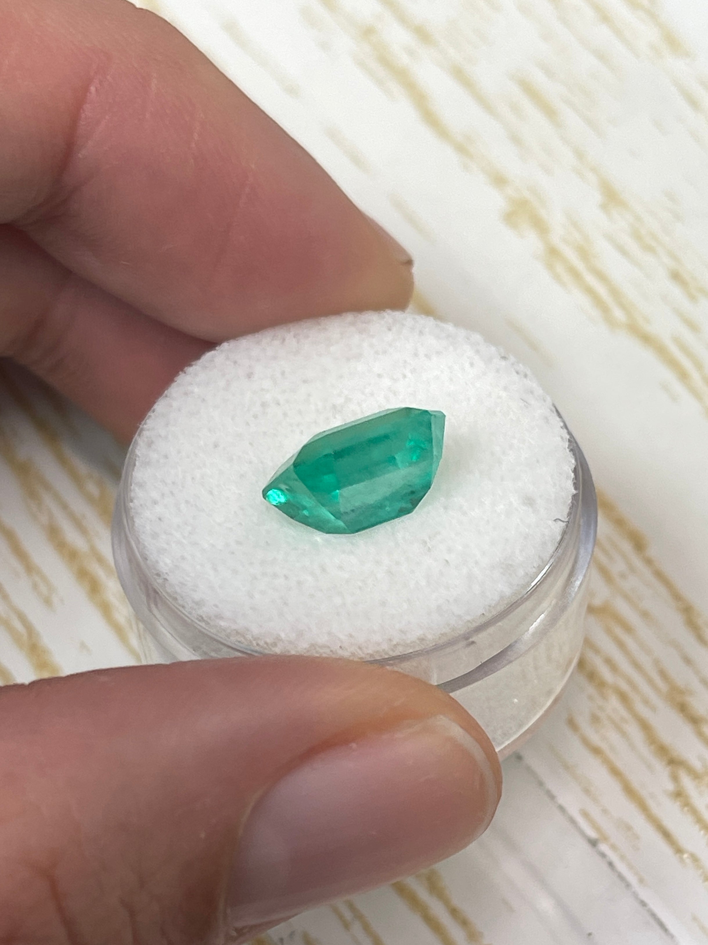 4.24 Carat 10.6x9 Bluish Green Natural Loose Colombian Emerald-Classic Emerald Cut - JR Colombian Emeralds