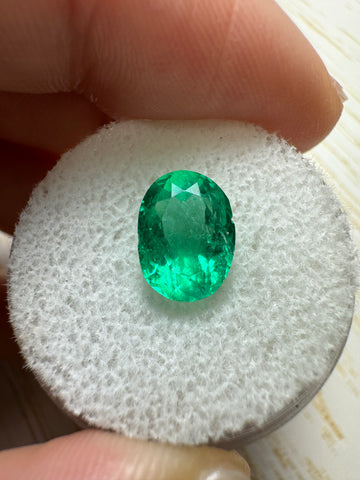 2.67 Carat 10x7 Vibrant Green Loose Colombian Emerald-Oval Cut