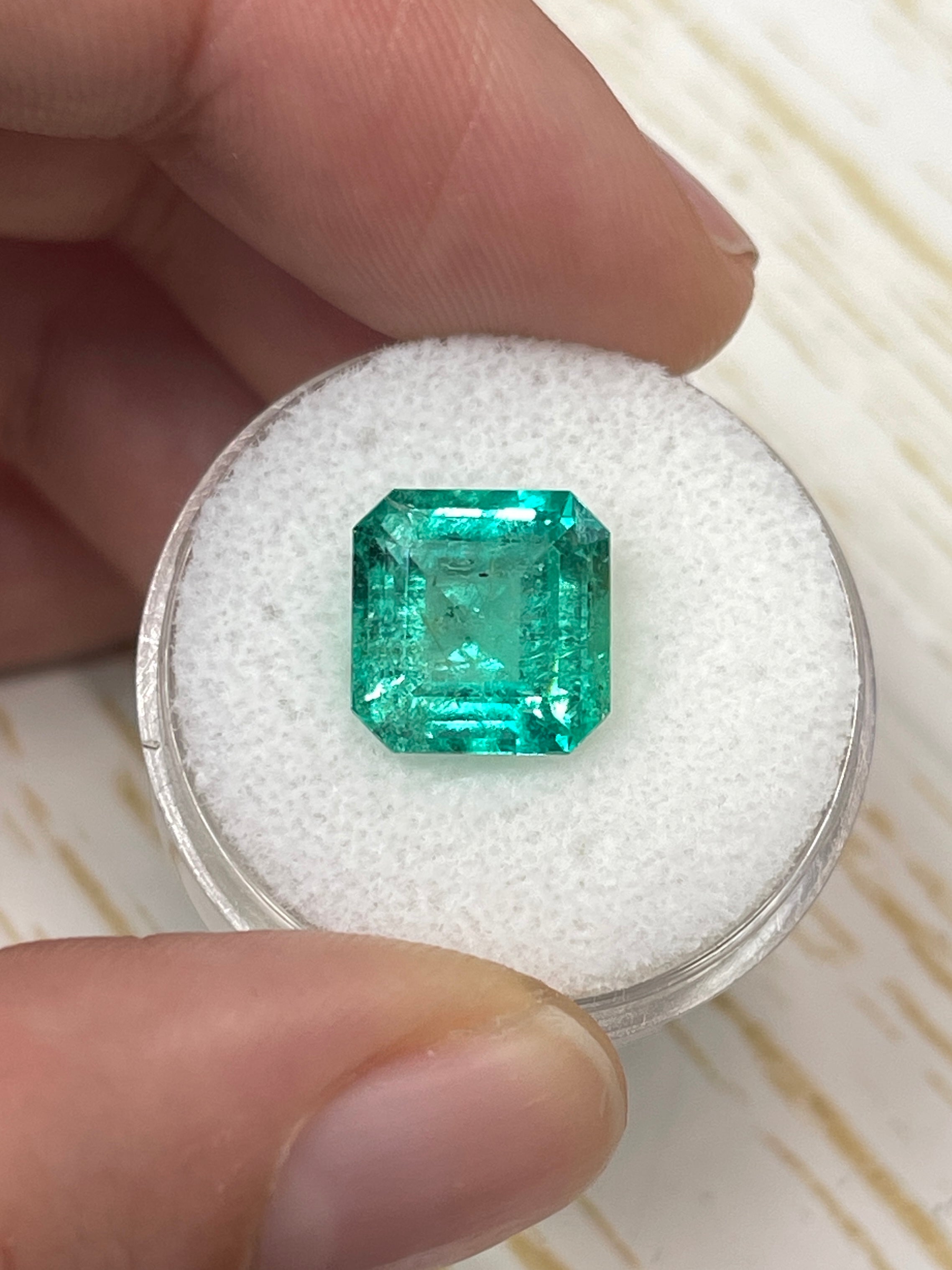 4.33 Carat 10x10 Vibrant Loose Colombian Emerald-Asscher Cut - JR Colombian Emeralds