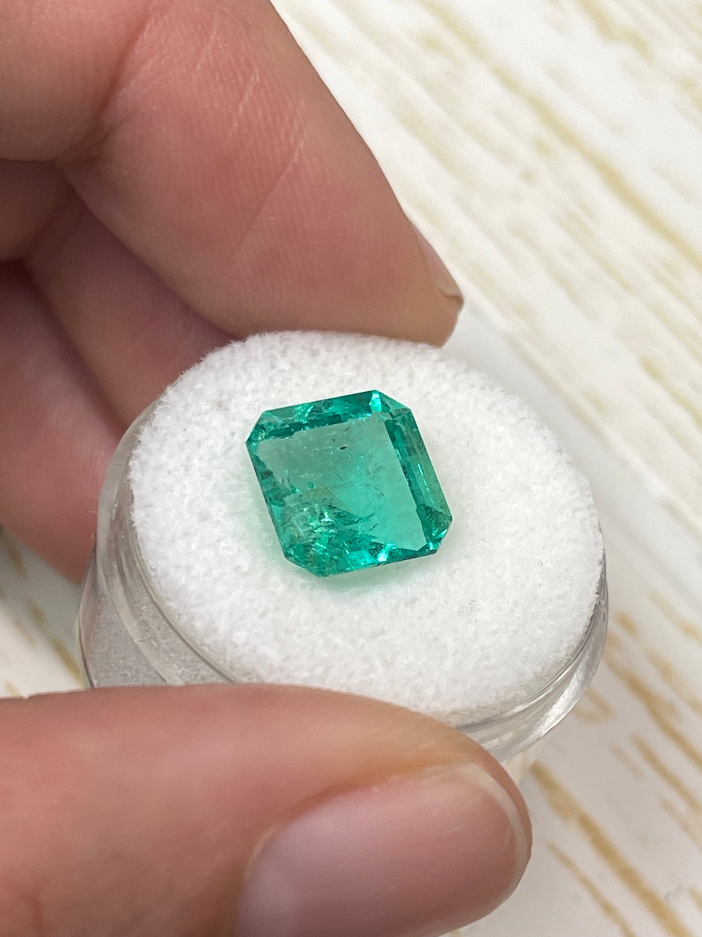 4.33 Carat 10x10 Vibrant Loose Colombian Emerald-Asscher Cut - JR Colombian Emeralds