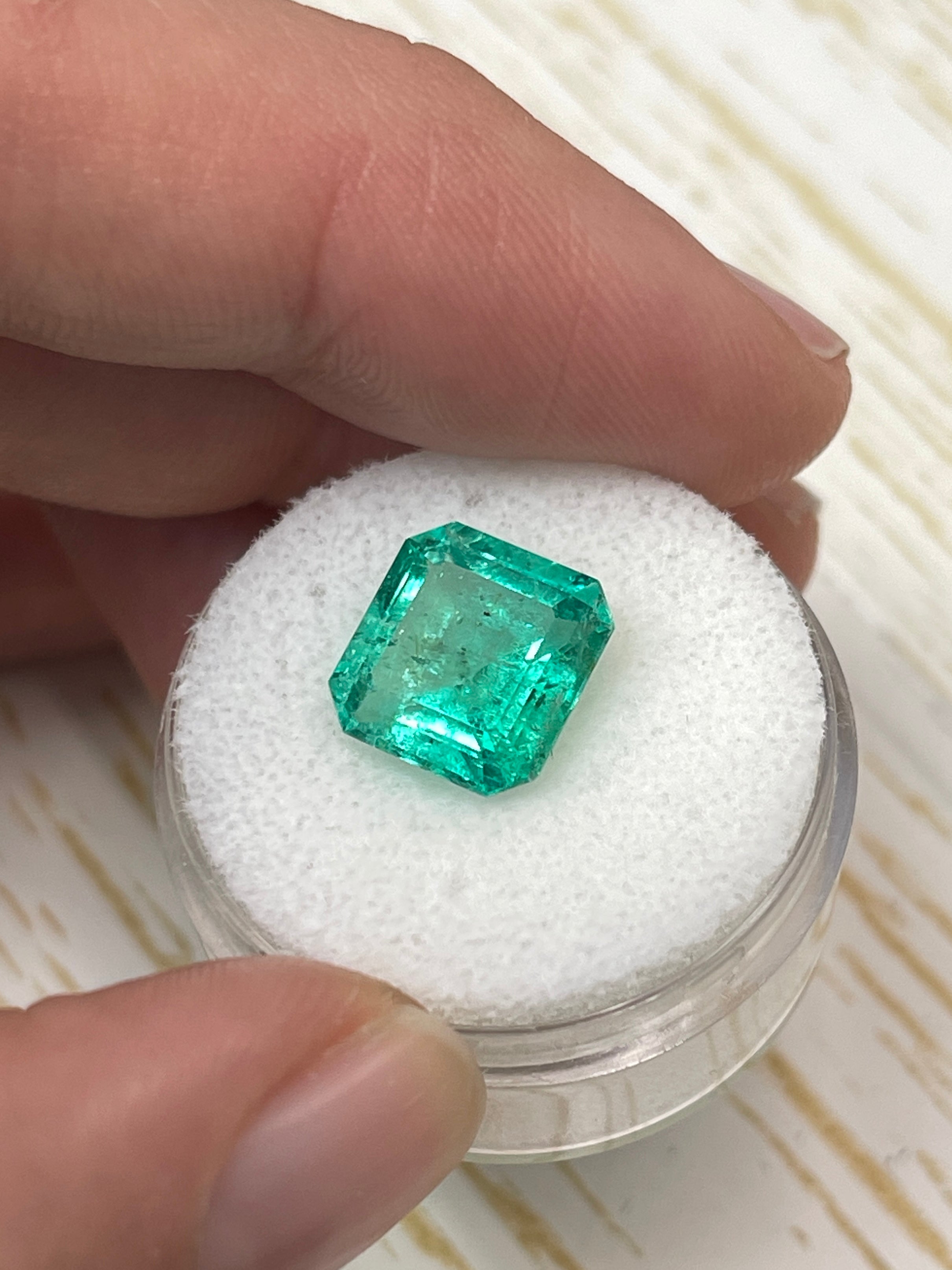 4.33 Carat 10x10 Vibrant Loose Colombian Emerald-Asscher Cut - JR Colombian Emeralds