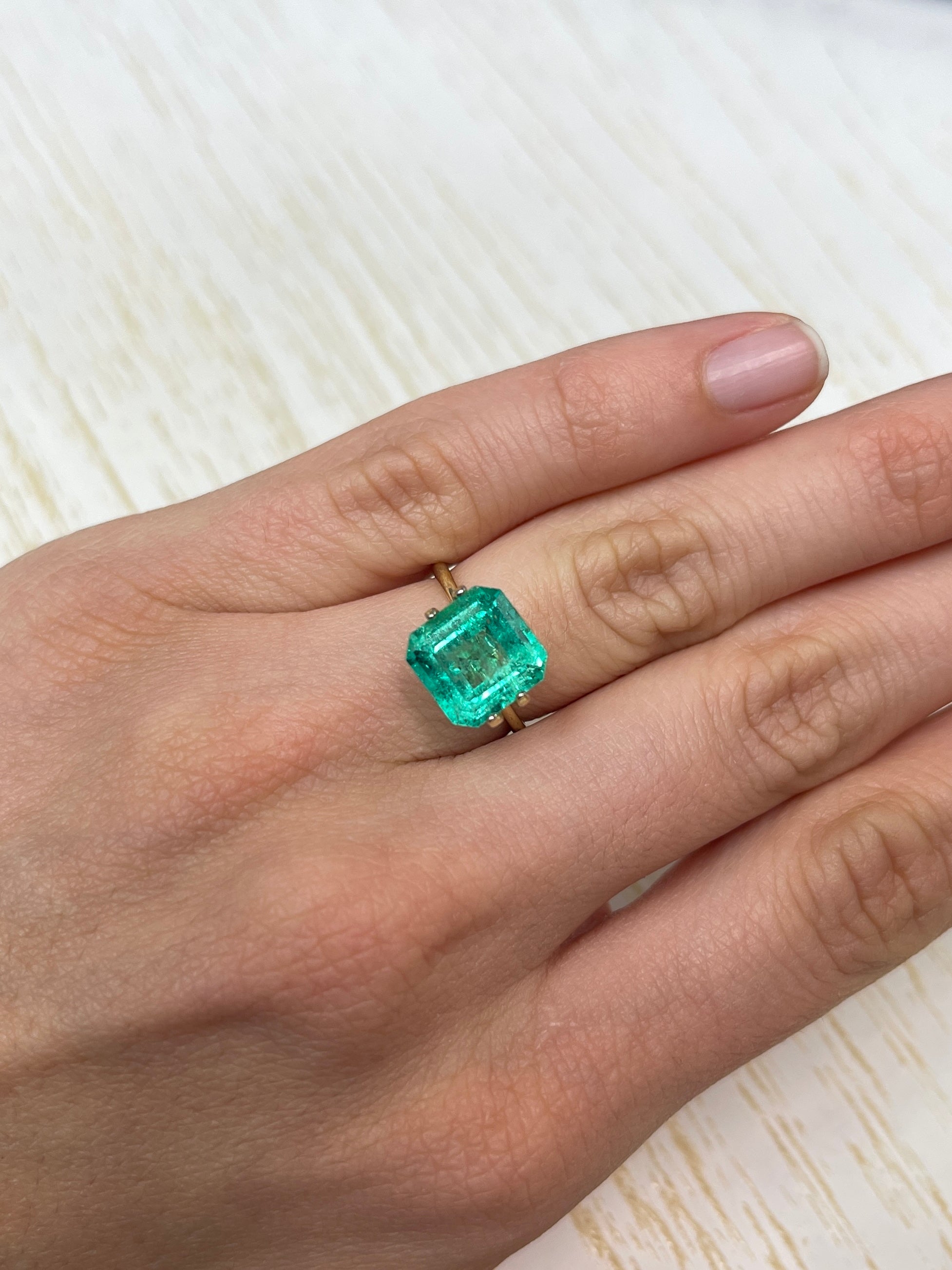 4.33 Carat 10x10 Vibrant Loose Colombian Emerald-Asscher Cut - JR Colombian Emeralds