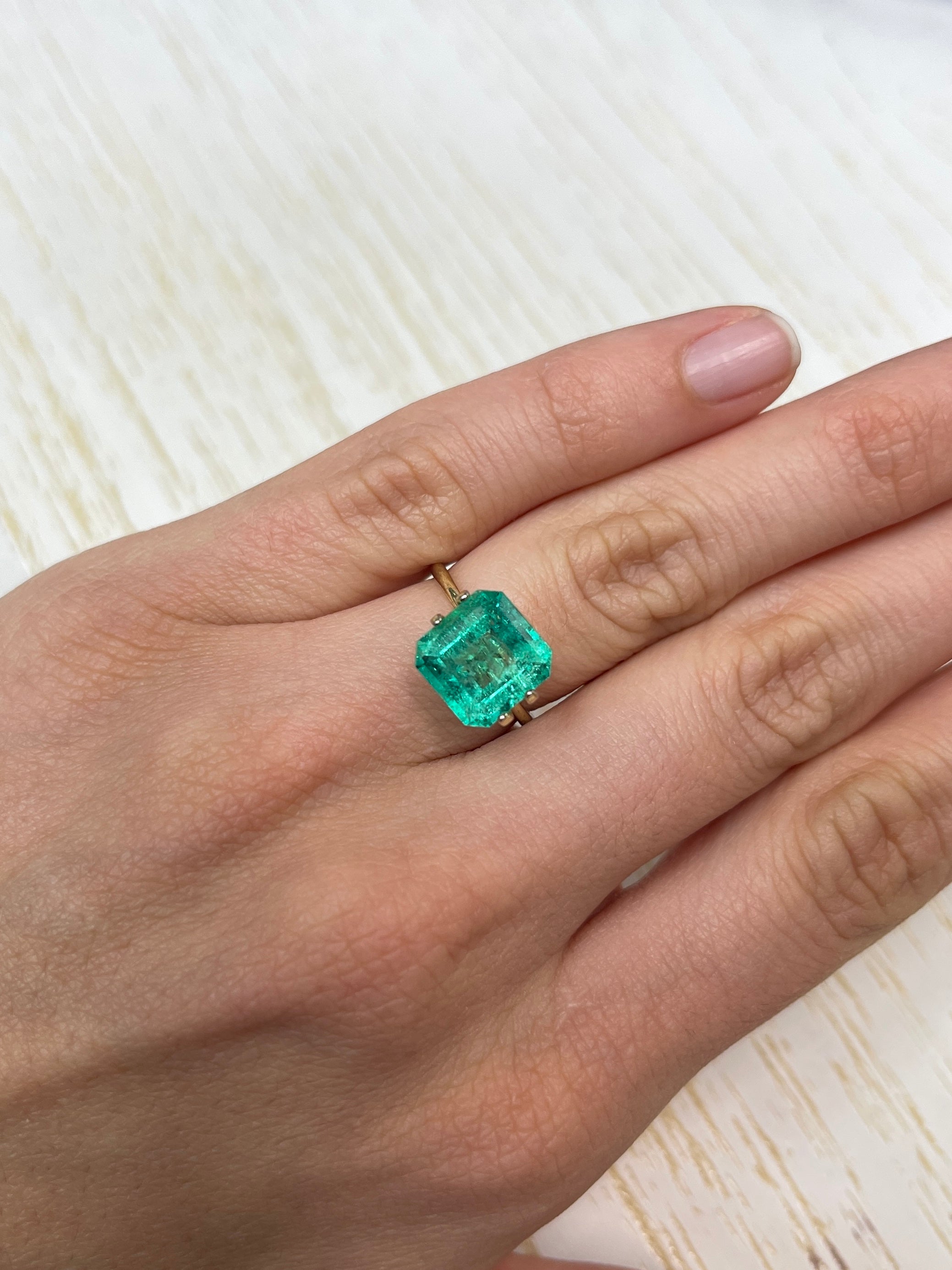 4.33 Carat 10x10 Vibrant Loose Colombian Emerald-Asscher Cut - JR Colombian Emeralds