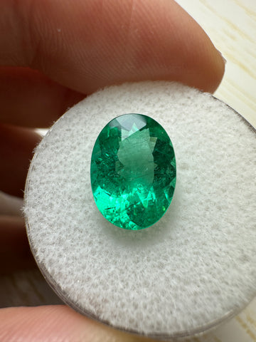 2.77 Carat 11x8 Elongated Pure Green Loose Brazilian Emerald-Oval Cut