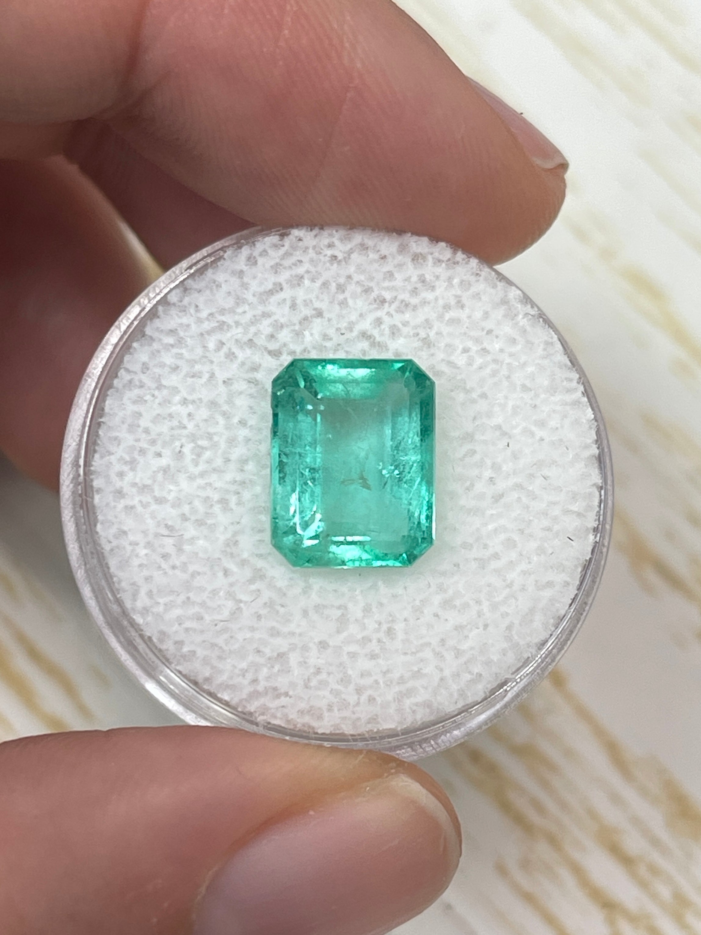 4.37 Carat 11x9 Pastel Green Natural Loose Colombian Emerald-Classic Emerald Cut - JR Colombian Emeralds