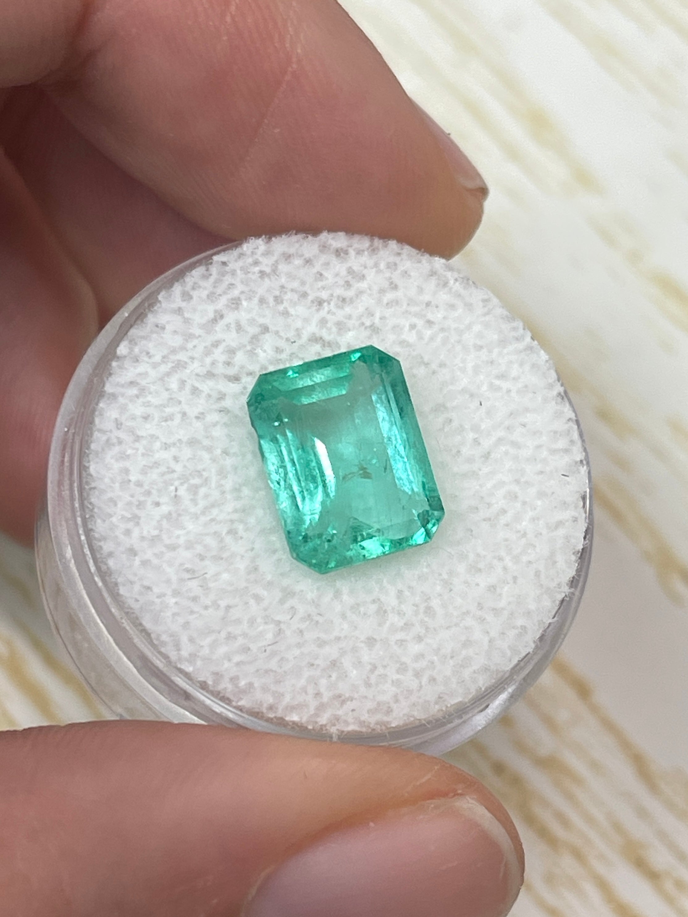 4.37 Carat 11x9 Pastel Green Natural Loose Colombian Emerald-Classic Emerald Cut - JR Colombian Emeralds