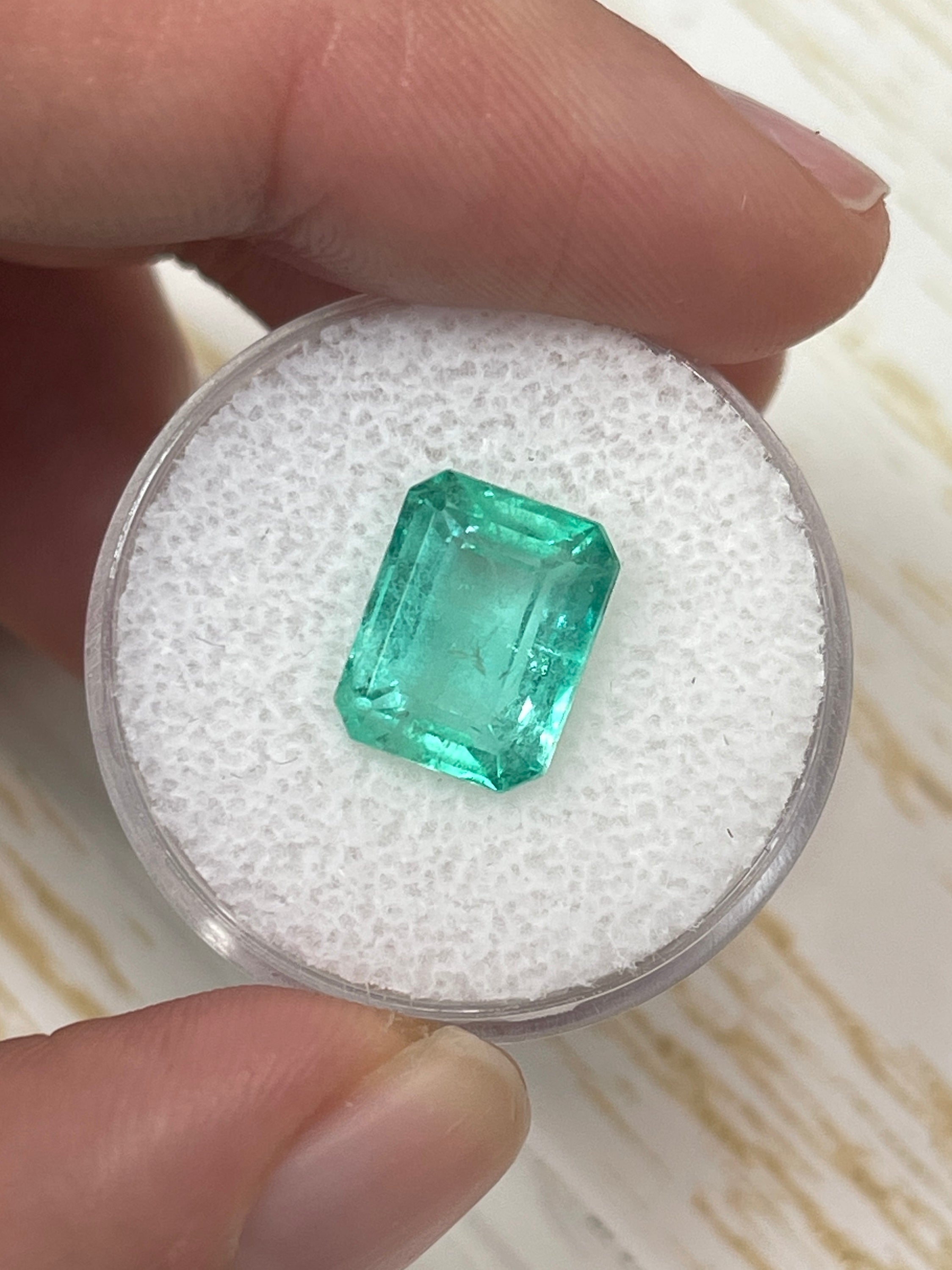 4.37 Carat 11x9 Pastel Green Natural Loose Colombian Emerald-Classic Emerald Cut - JR Colombian Emeralds