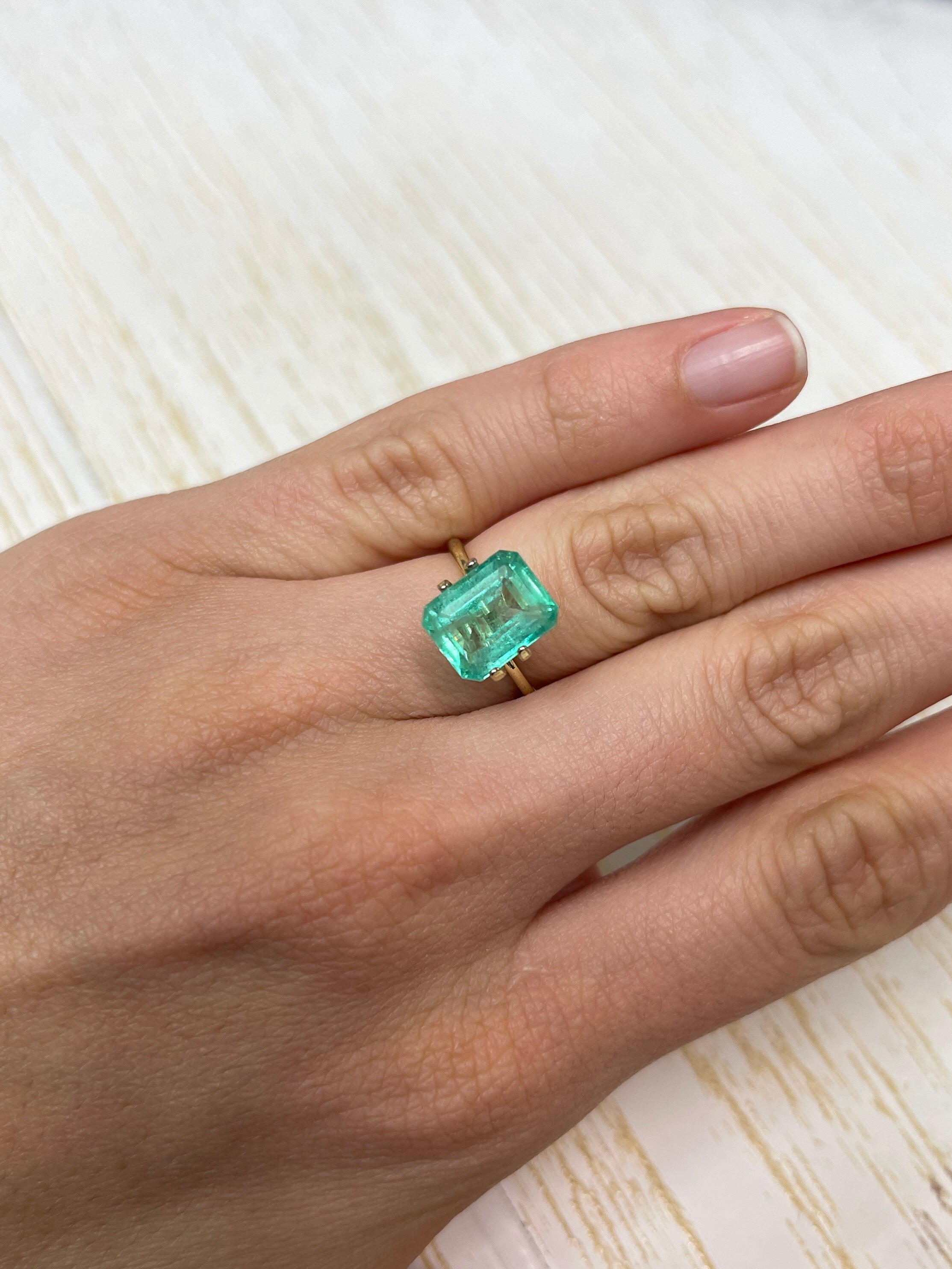 4.37 Carat 11x9 Pastel Green Natural Loose Colombian Emerald-Classic Emerald Cut - JR Colombian Emeralds