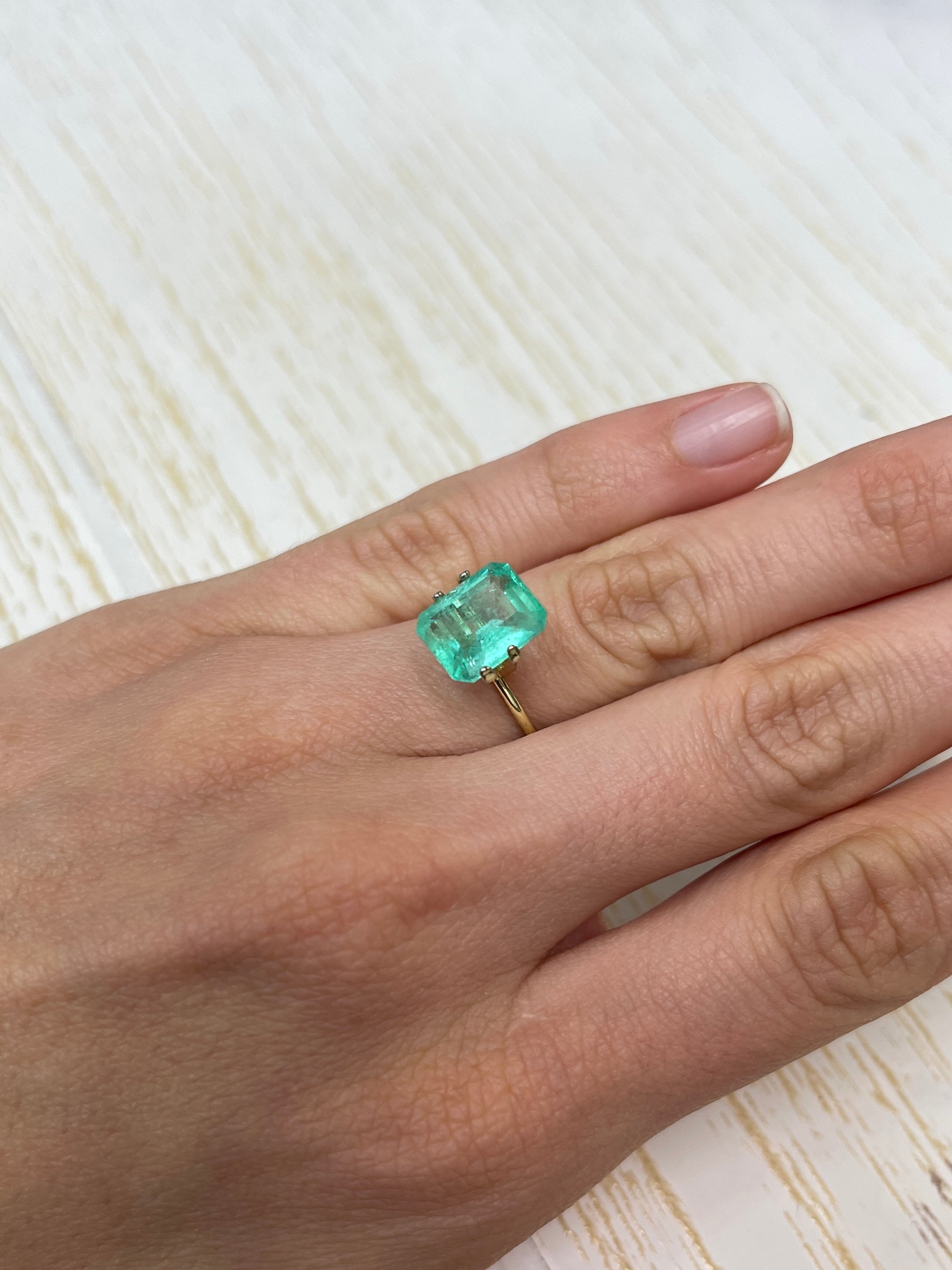 4.37 Carat 11x9 Pastel Green Natural Loose Colombian Emerald-Classic Emerald Cut - JR Colombian Emeralds