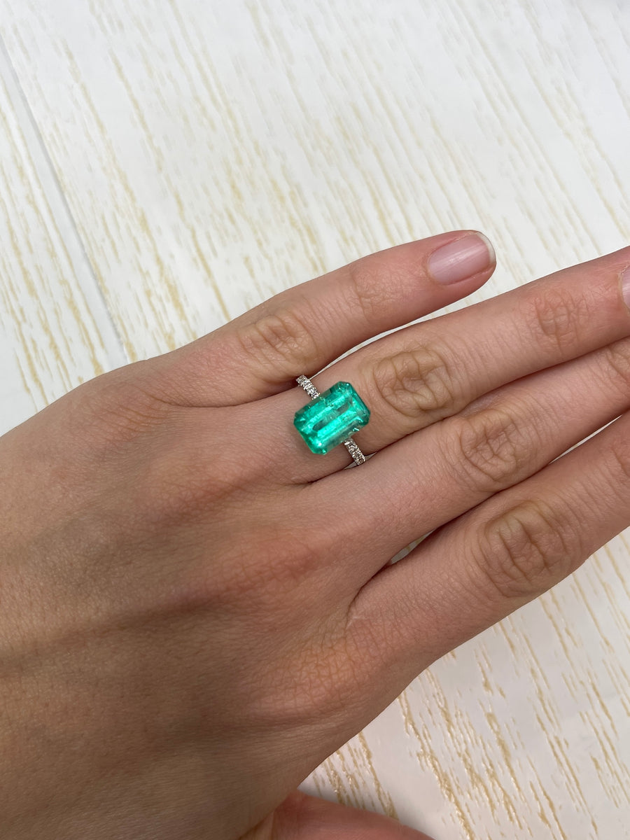 4.63 Carat 11.8mx8.6 Spring Green Natural Loose Colombian Emerald-Classic Emerald Cut