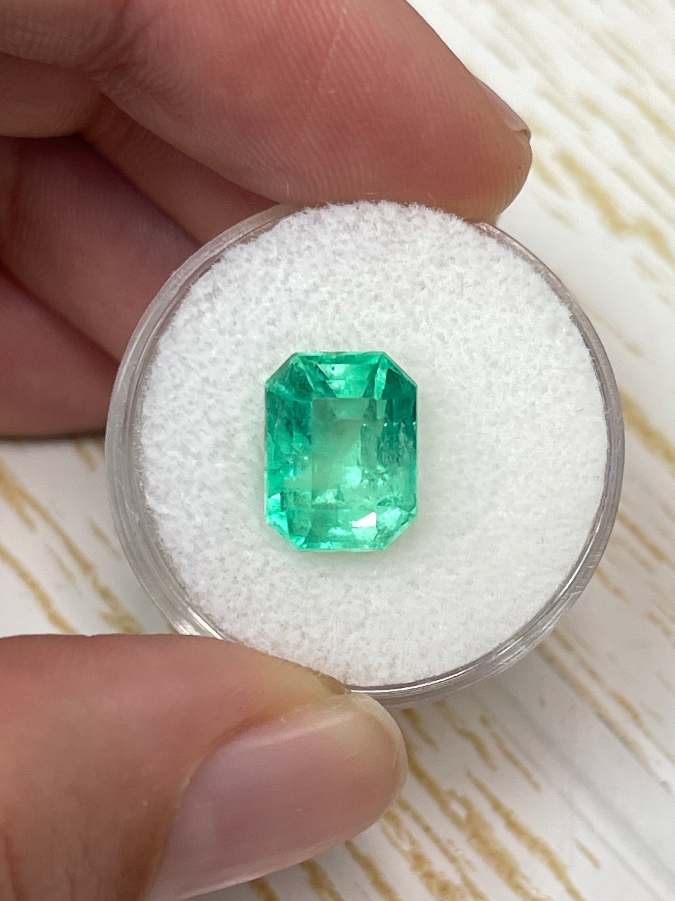 4.93 Carat 11x9 Limish Green Natural Loose Colombian Emerald-Classic Emerald Cut - JR Colombian Emeralds