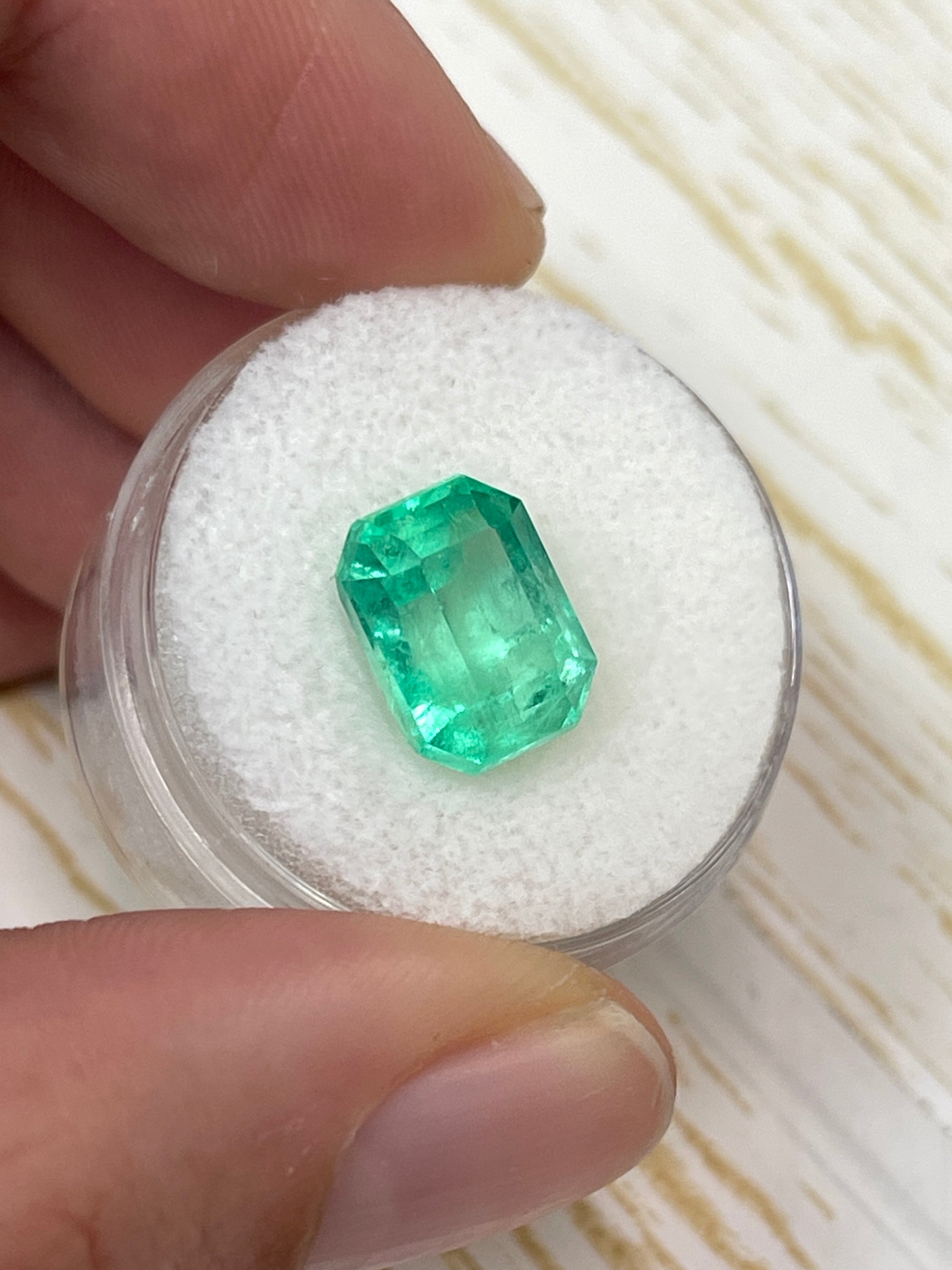 4.93 Carat 11x9 Limish Green Natural Loose Colombian Emerald-Classic Emerald Cut - JR Colombian Emeralds