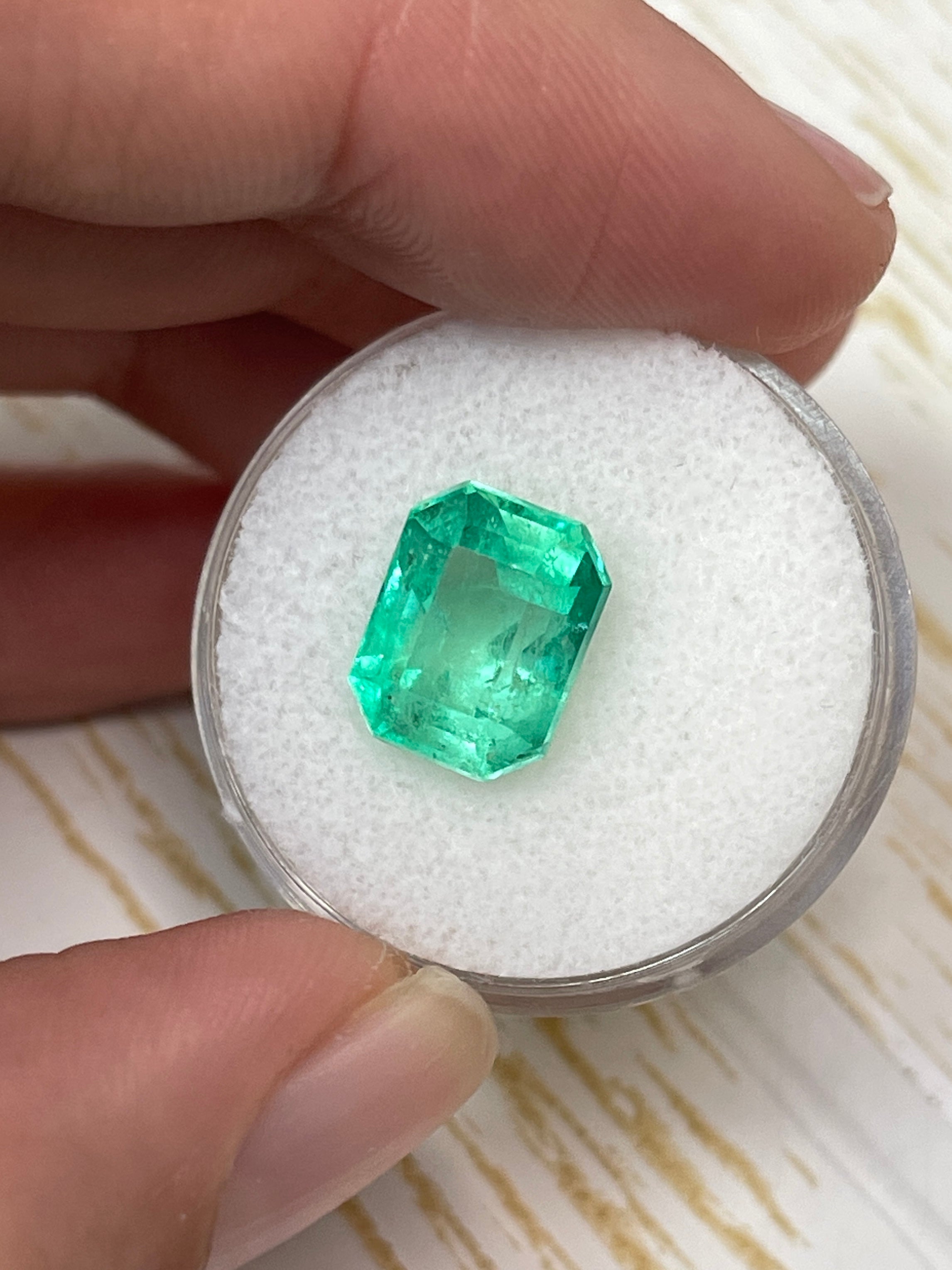 4.93 Carat 11x9 Limish Green Natural Loose Colombian Emerald-Classic Emerald Cut - JR Colombian Emeralds