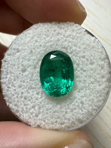 3.35 Carat 11x8 Vivid Green Loose Zambia Emerald-Oval Cut