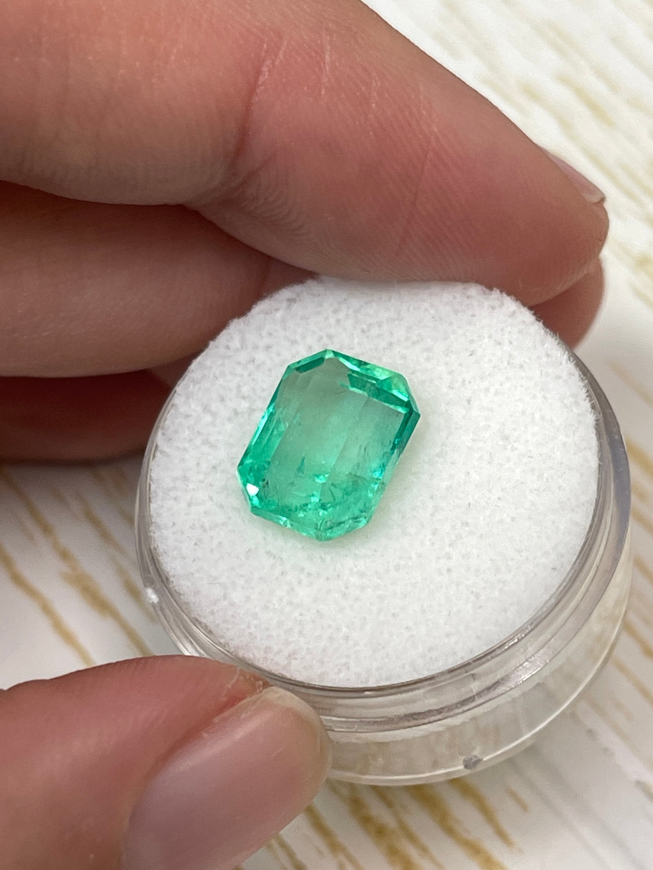 4.93 Carat 11x9 Limish Green Natural Loose Colombian Emerald-Classic Emerald Cut - JR Colombian Emeralds