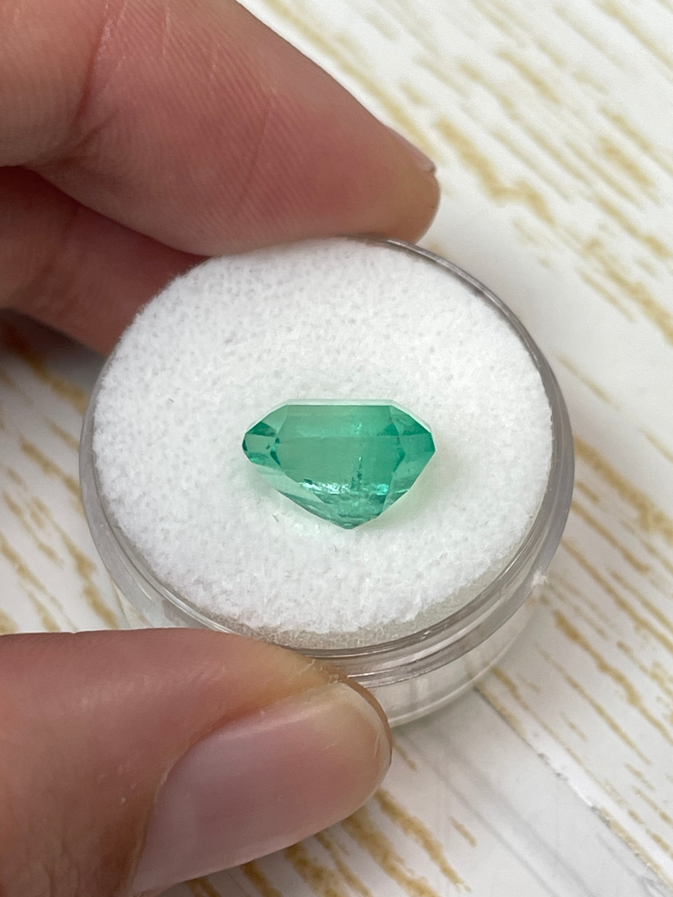 4.93 Carat 11x9 Limish Green Natural Loose Colombian Emerald-Classic Emerald Cut - JR Colombian Emeralds