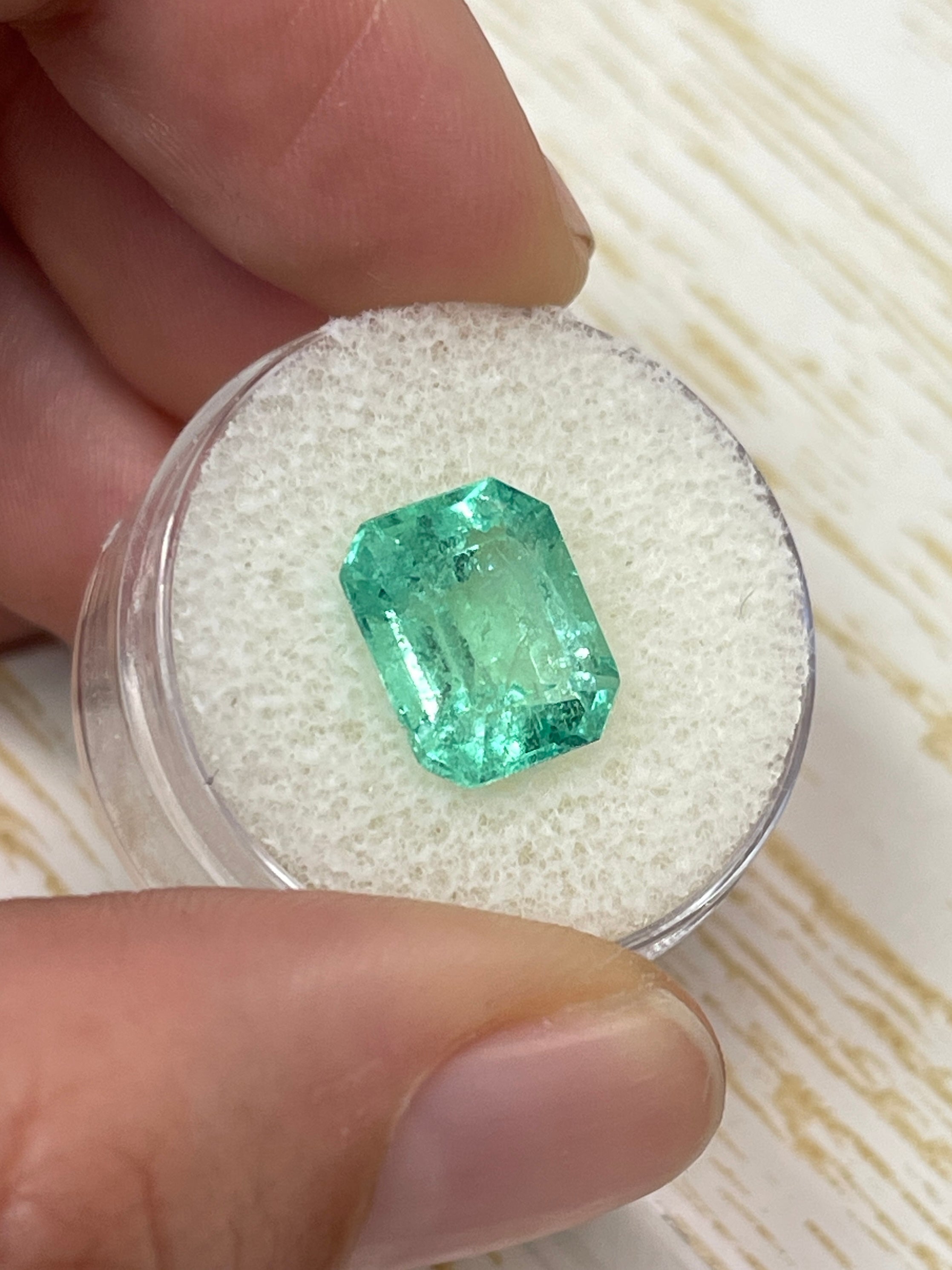 4.99 Carat 11.5x9.6 Bright Medium Green Natural Loose Colombian- Emerald Cut - JR Colombian Emeralds