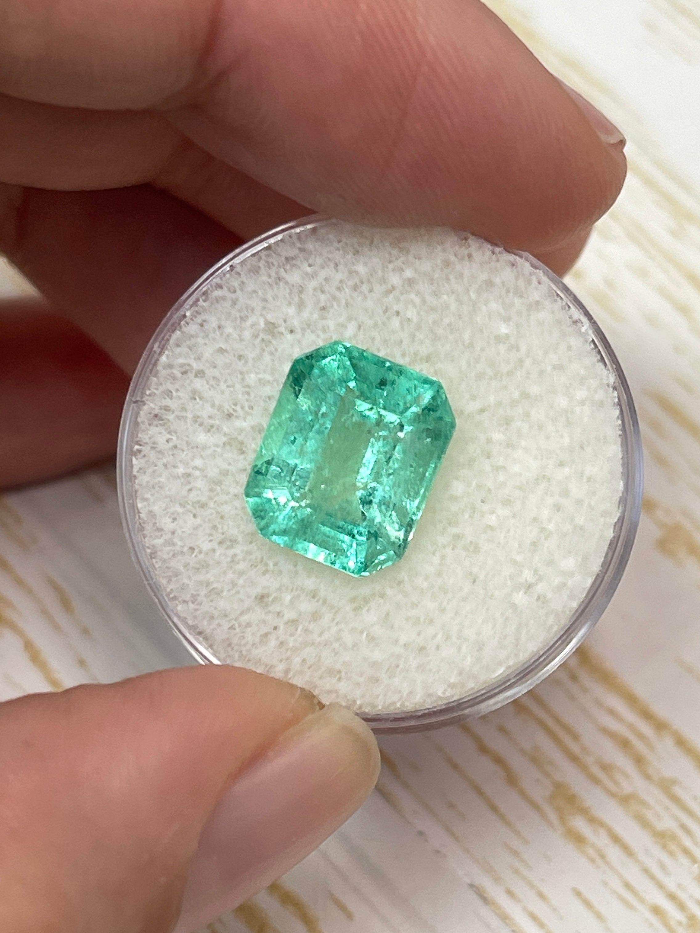 4.99 Carat 11.5x9.6 Bright Medium Green Natural Loose Colombian- Emerald Cut - JR Colombian Emeralds