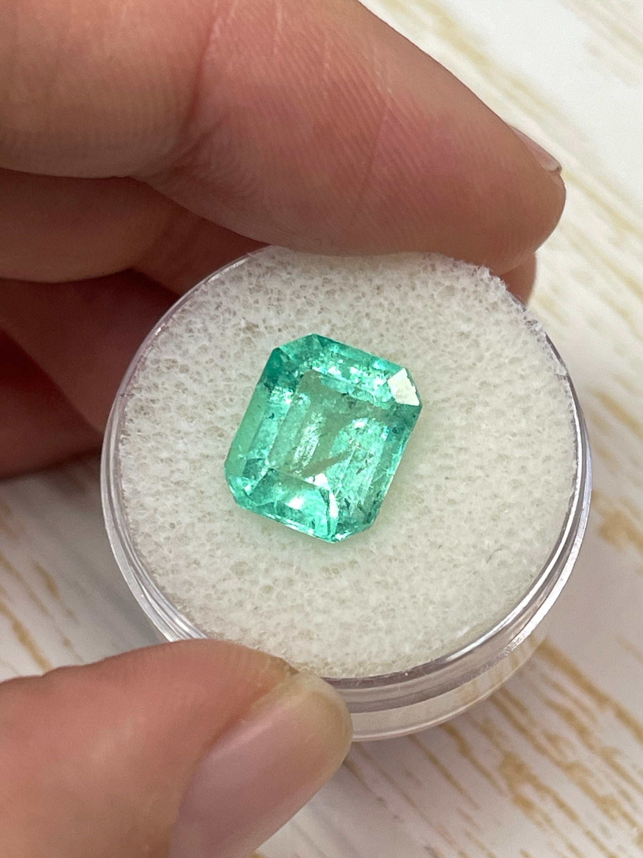 4.99 Carat 11.5x9.6 Bright Medium Green Natural Loose Colombian- Emerald Cut - JR Colombian Emeralds