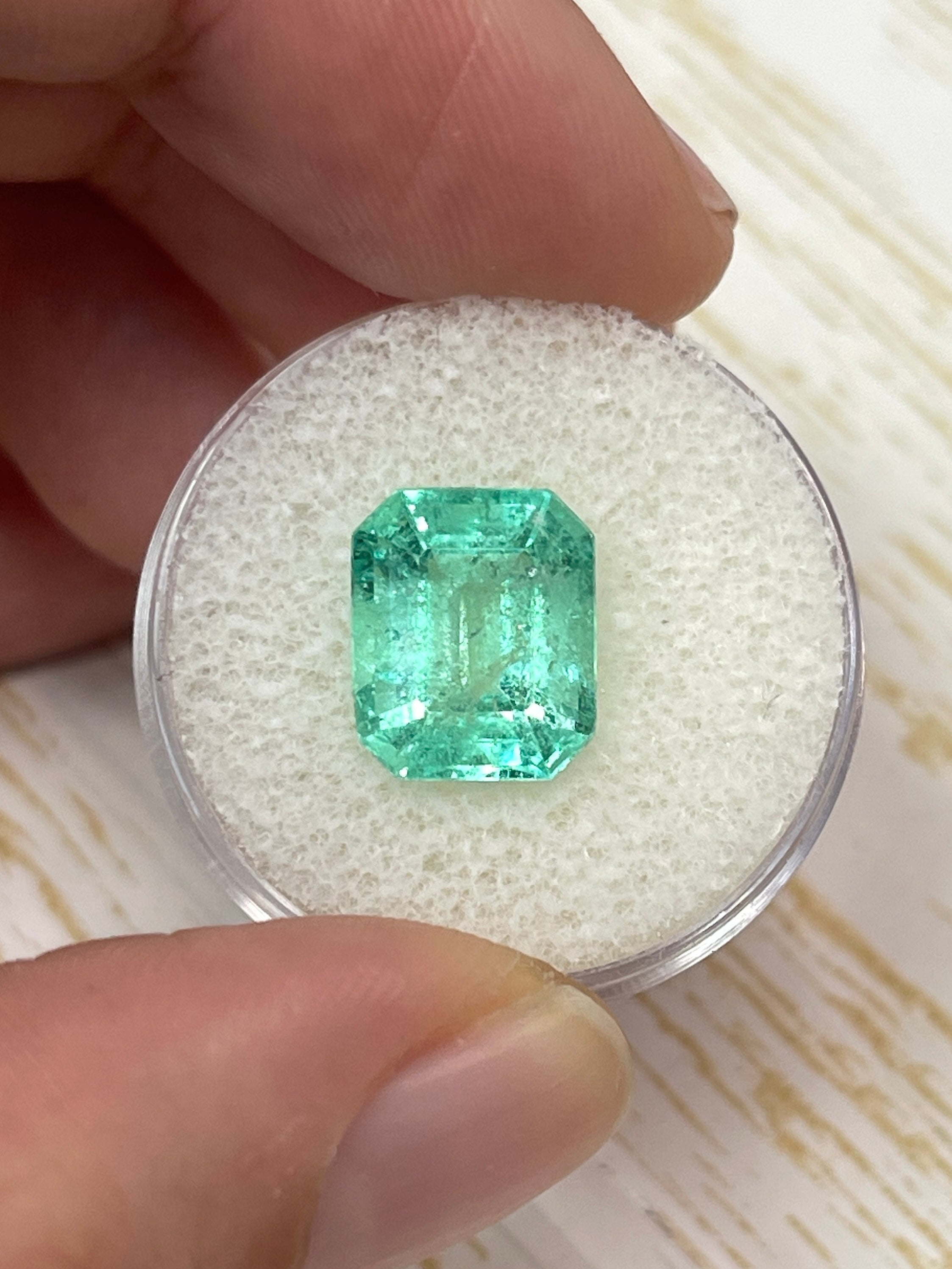 4.99 Carat 11.5x9.6 Bright Medium Green Natural Loose Colombian- Emerald Cut - JR Colombian Emeralds