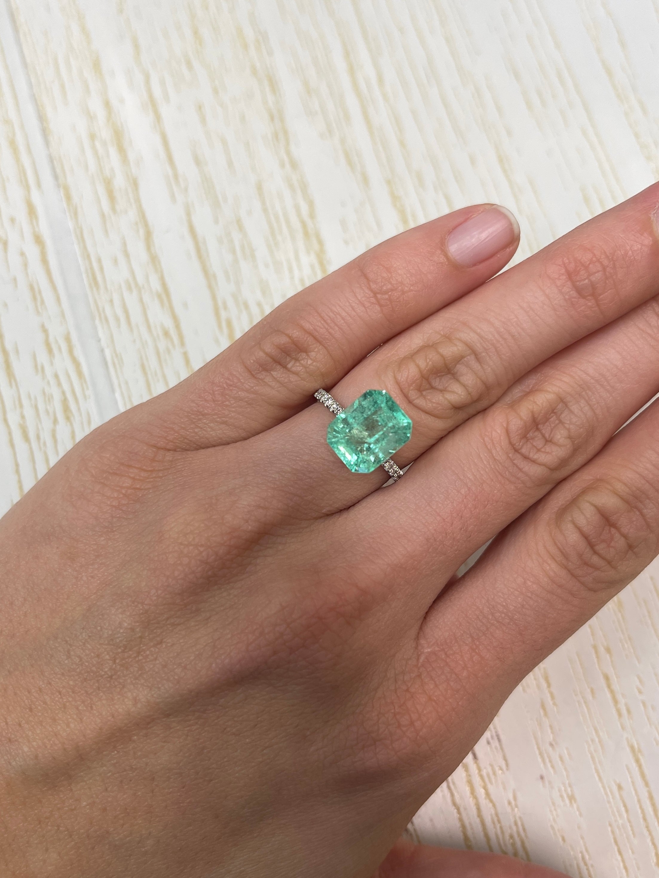 4.99 Carat 11.5x9.6 Bright Medium Green Natural Loose Colombian- Emerald Cut - JR Colombian Emeralds