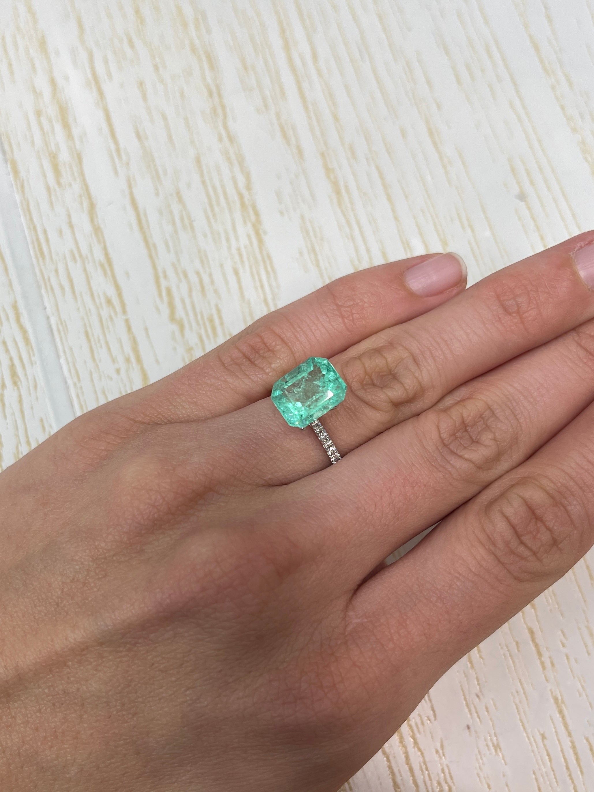 4.99 Carat 11.5x9.6 Bright Medium Green Natural Loose Colombian- Emerald Cut - JR Colombian Emeralds