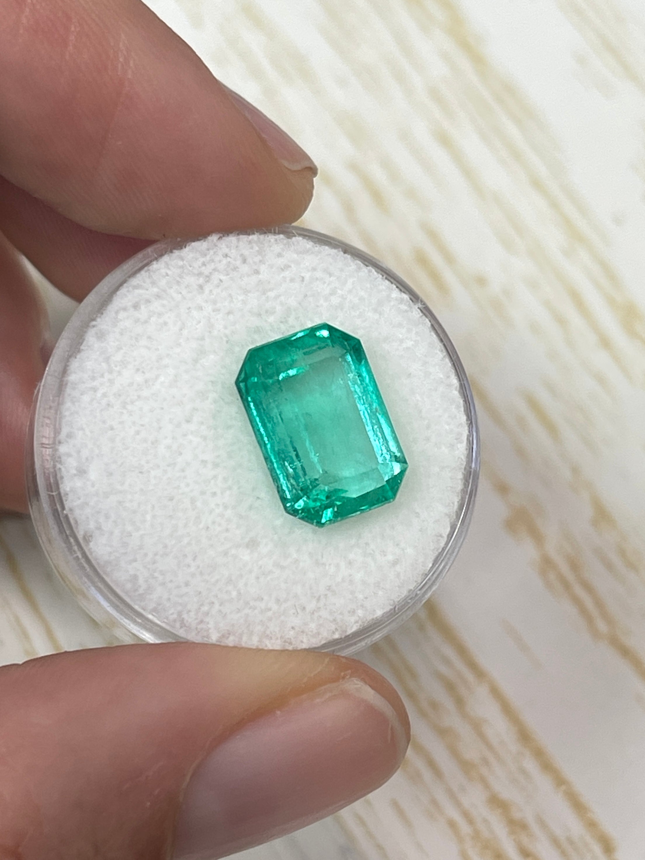 5.54 Carat 12.5x9 Spring Green Natural Loose Colombian Emerald-Elonageted Emerald Cut - JR Colombian Emeralds