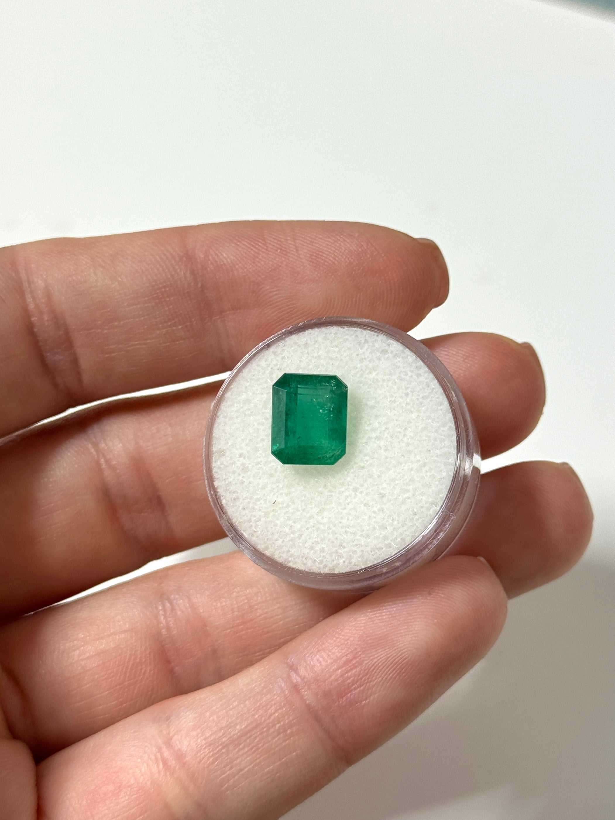 3.65 Carat Zambian Emerald emerald cut bluish green transparent gemstone with certificate