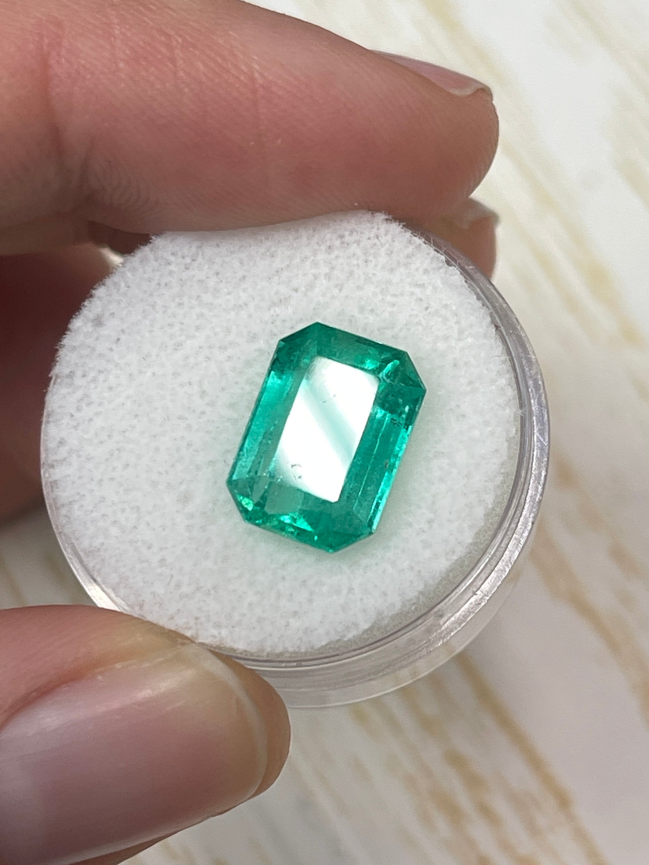 5.54 Carat 12.5x9 Spring Green Natural Loose Colombian Emerald-Elonageted Emerald Cut - JR Colombian Emeralds