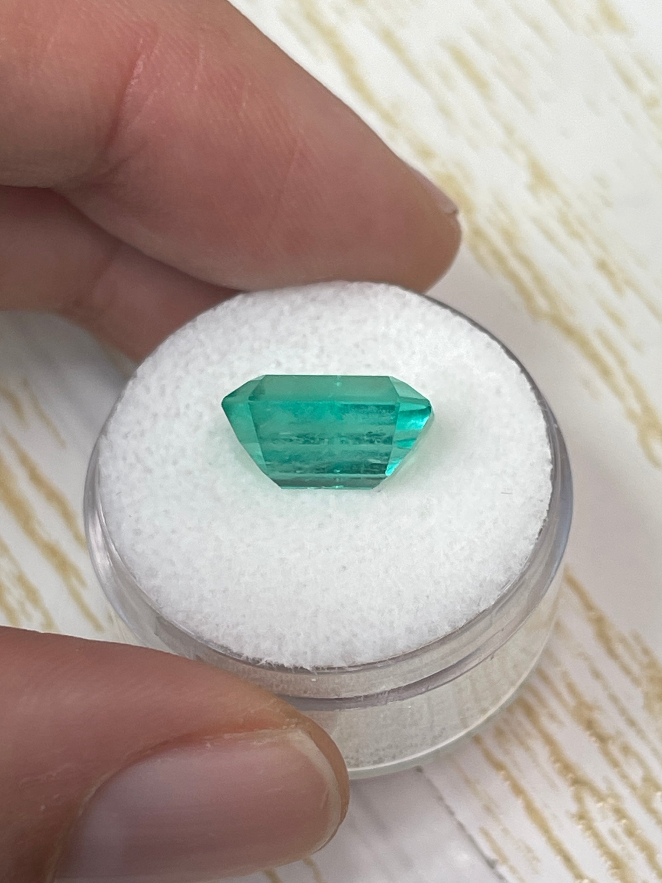 5.54 Carat 12.5x9 Spring Green Natural Loose Colombian Emerald-Elonageted Emerald Cut - JR Colombian Emeralds