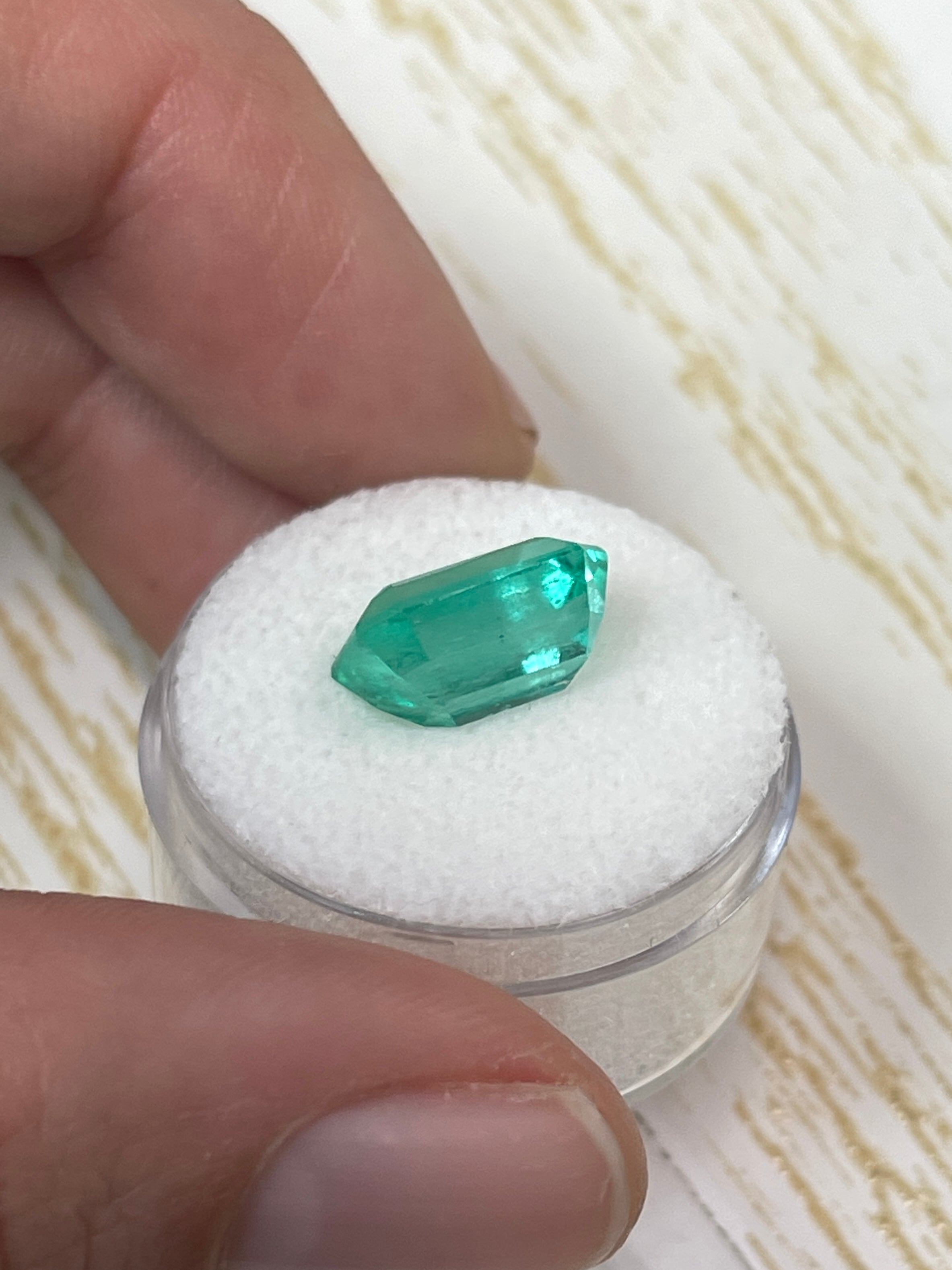 5.54 Carat 12.5x9 Spring Green Natural Loose Colombian Emerald-Elonageted Emerald Cut - JR Colombian Emeralds