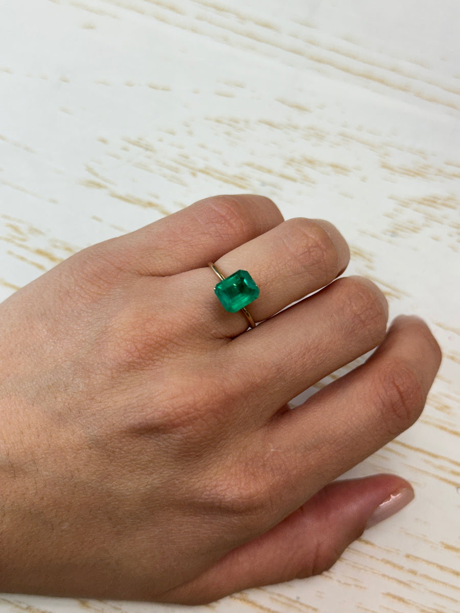 2.01 Carat 9x7.5 Deep Green Natural Loose Colombian Emerald-Emerald Cut