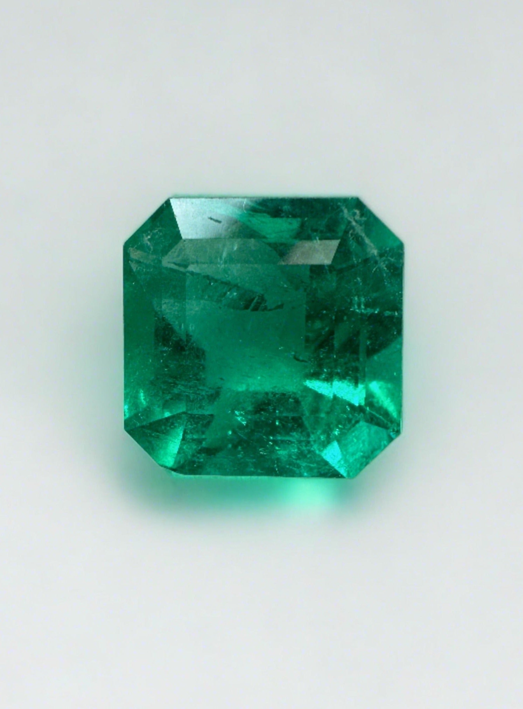 2.15 Carat 8.2x8.2 Muzo Vivid Green Natural Loose Colombian Emerald- Asscher Cut - JR Colombian Emeralds