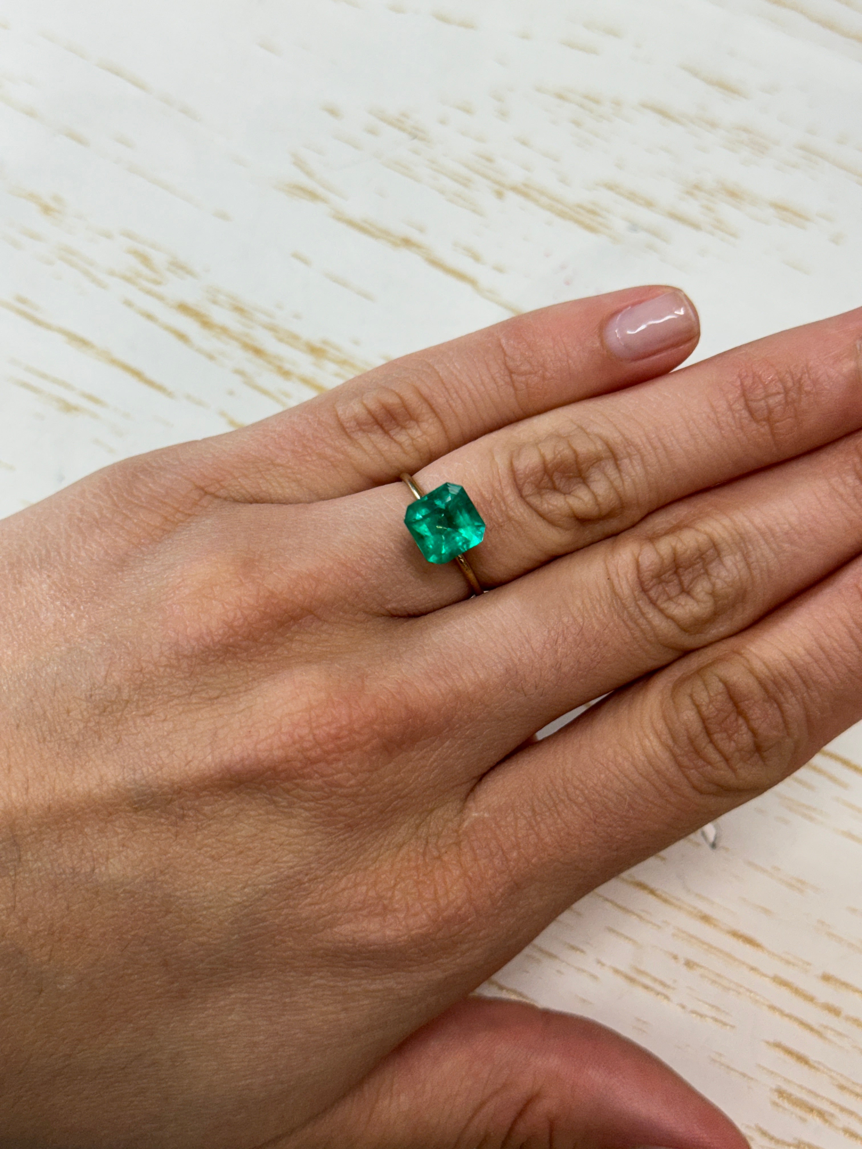 2.15 Carat 8.2x8.2 Muzo Vivid Green Natural Loose Colombian Emerald- Asscher Cut - JR Colombian Emeralds