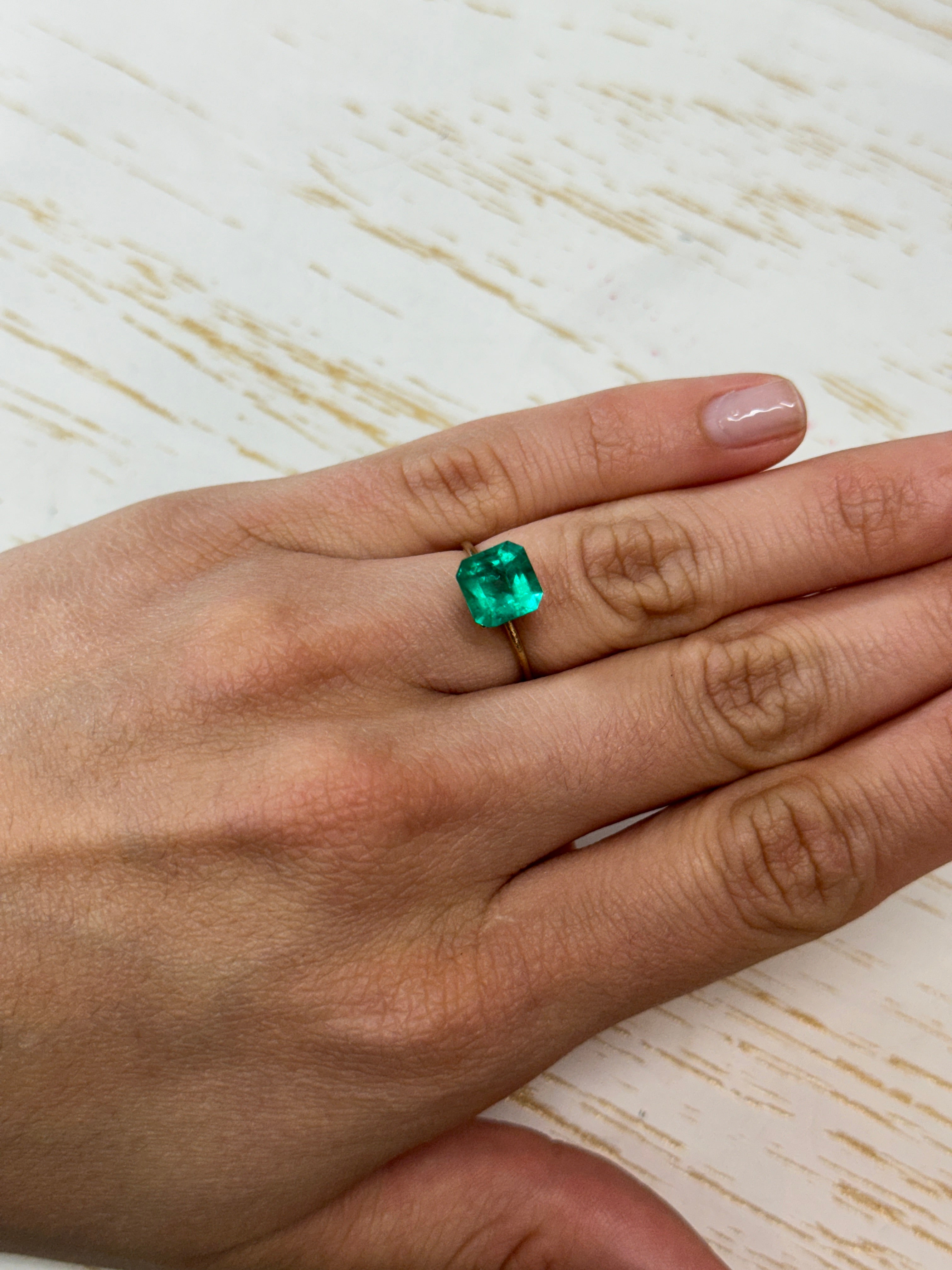 2.15 Carat 8.2x8.2 Muzo Vivid Green Natural Loose Colombian Emerald- Asscher Cut - JR Colombian Emeralds