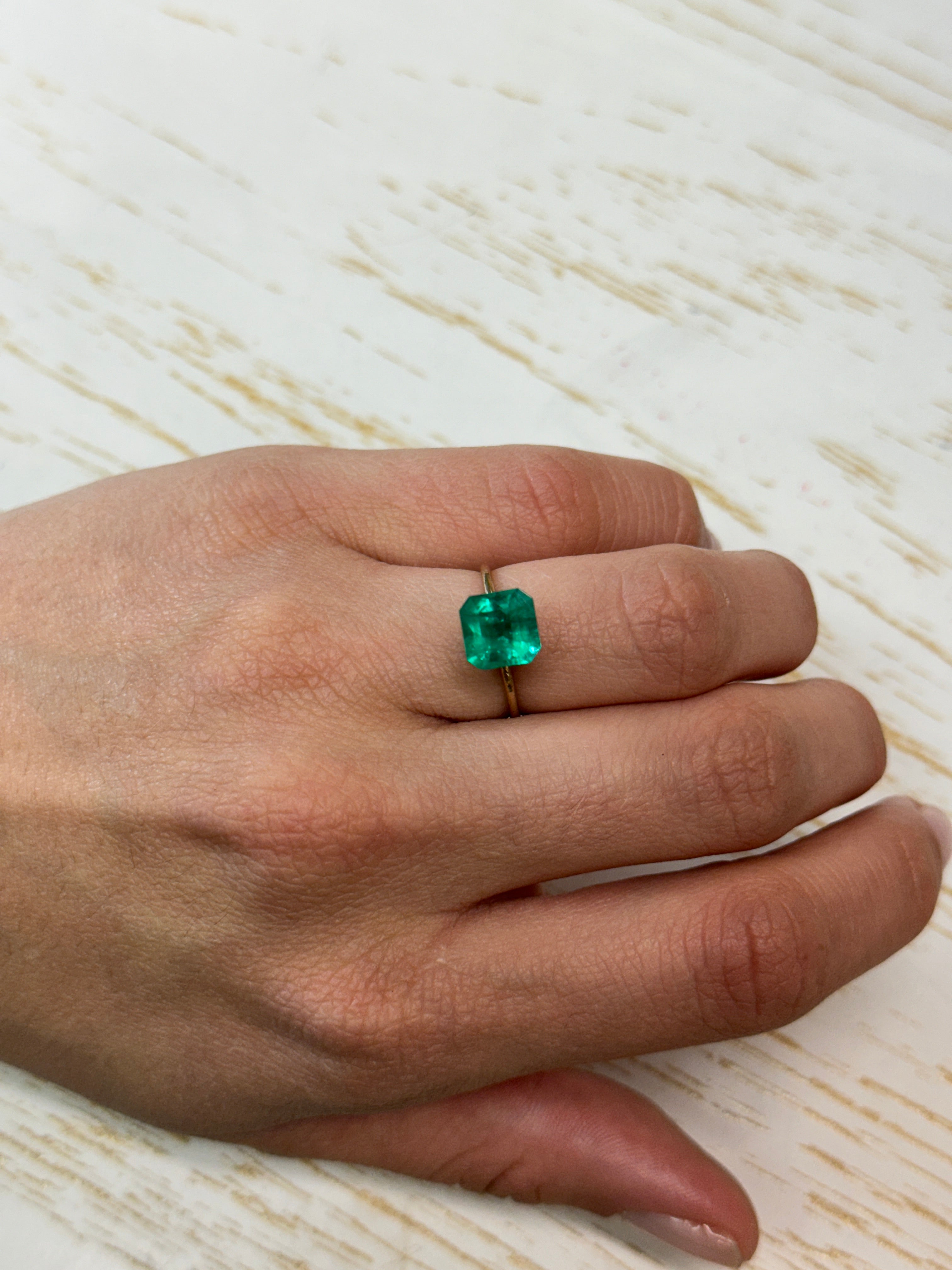 2.15 Carat 8.2x8.2 Muzo Vivid Green Natural Loose Colombian Emerald- Asscher Cut - JR Colombian Emeralds