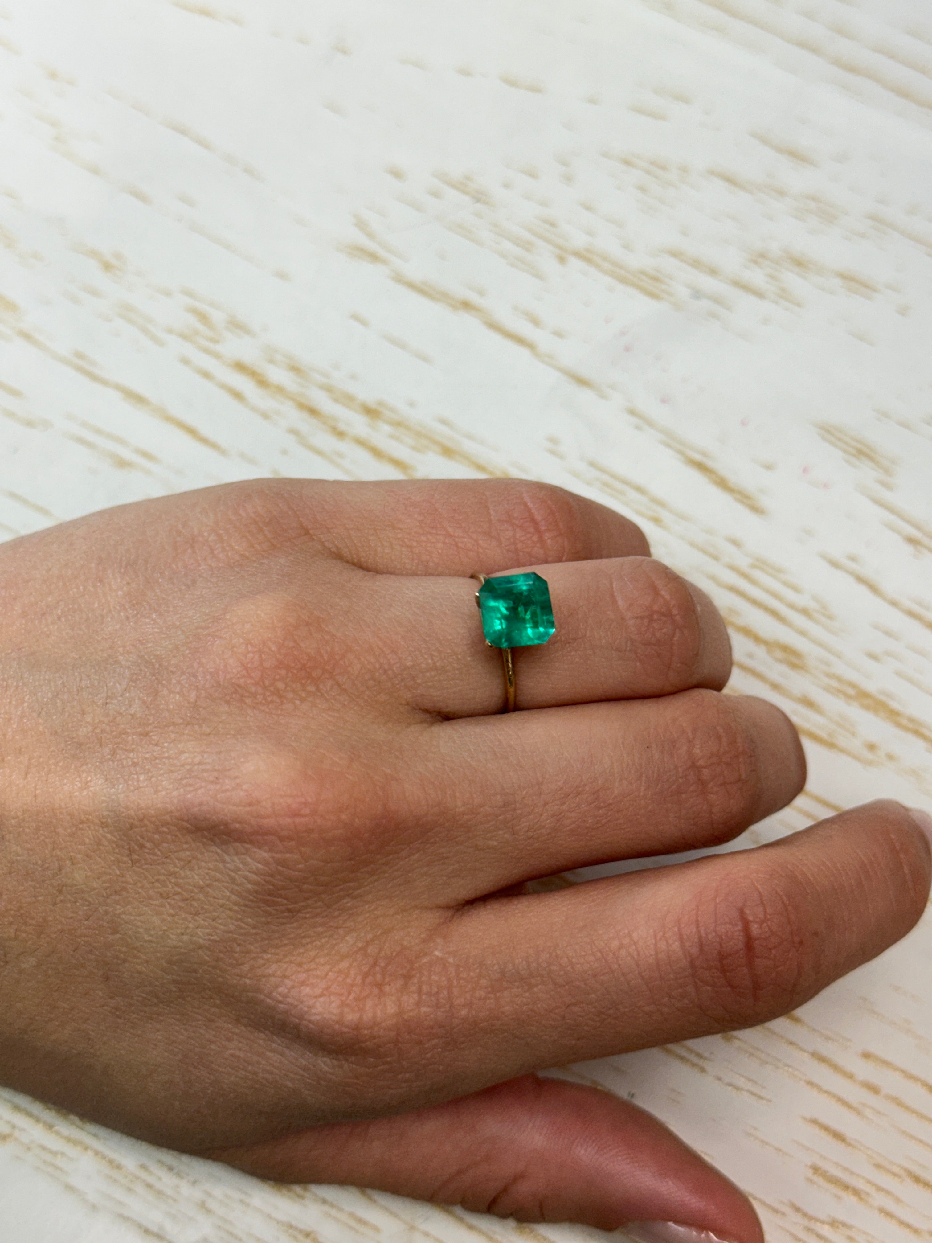 2.15 Carat 8.2x8.2 Muzo Vivid Green Natural Loose Colombian Emerald- Asscher Cut - JR Colombian Emeralds